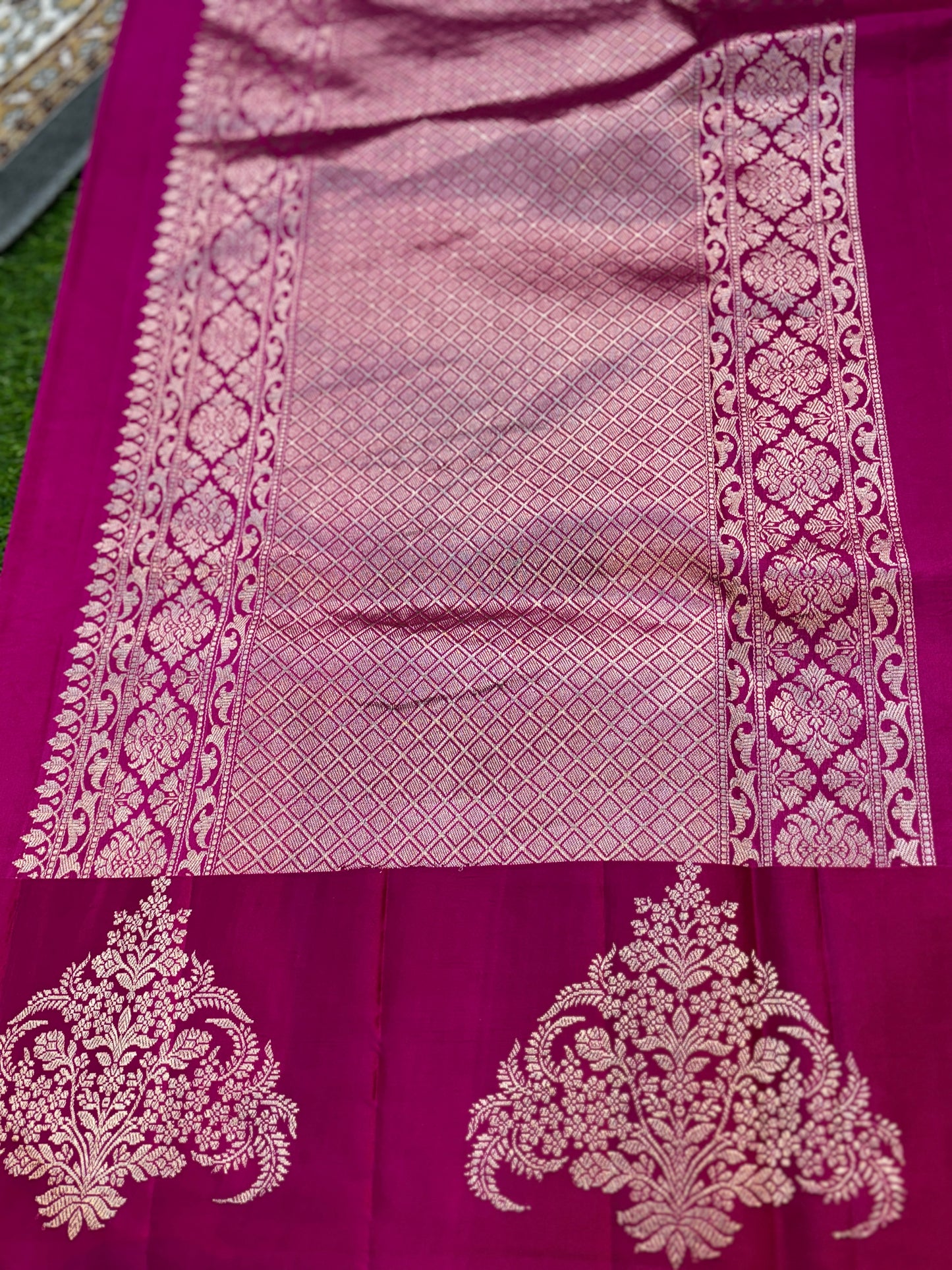 Rani Pink Pure Raw Mango Banarasi Handloom Saree - Rungkaat