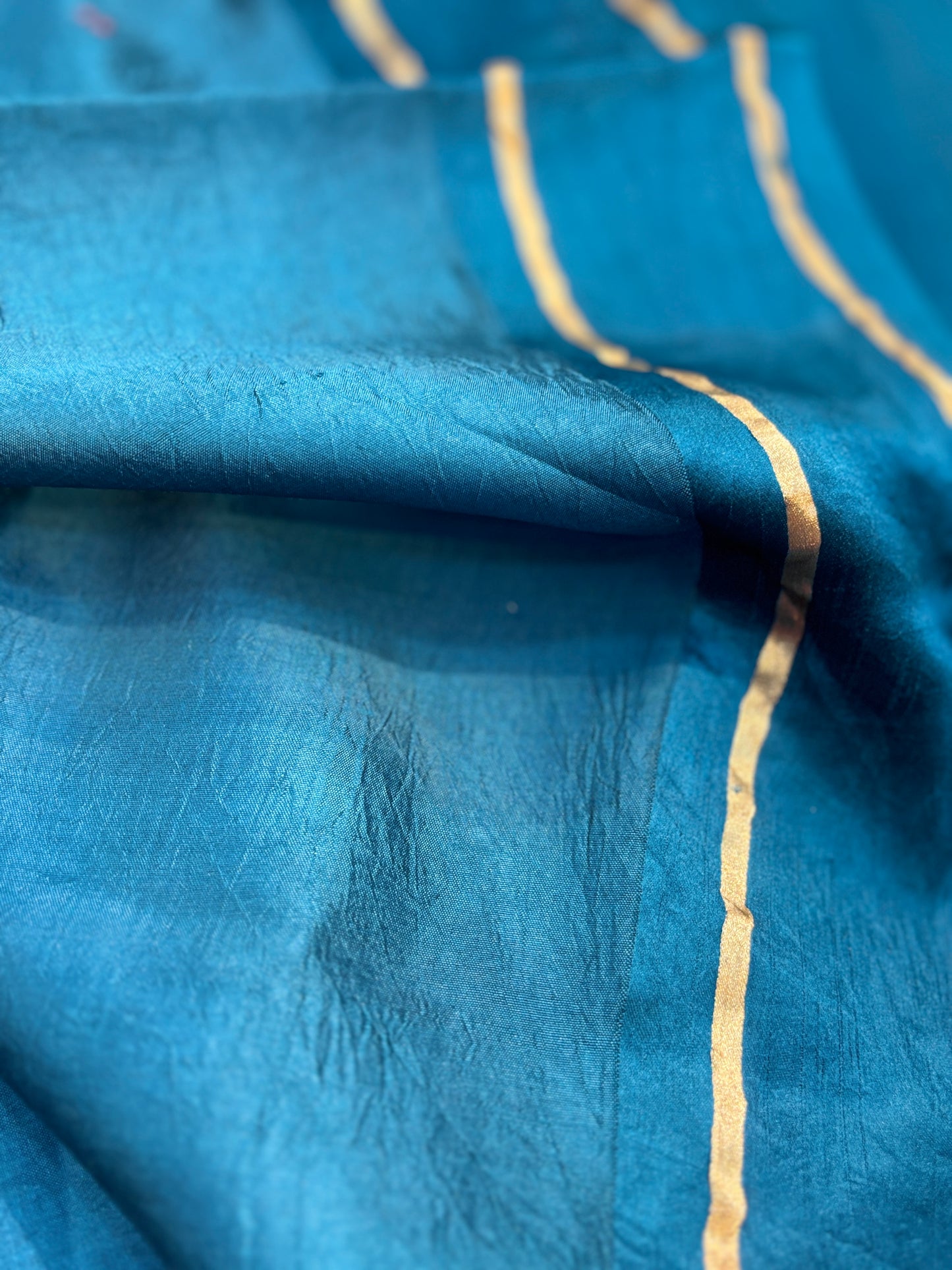 Dark Blue Sky Pure Banarasi Handloom Saree - Rungkaat