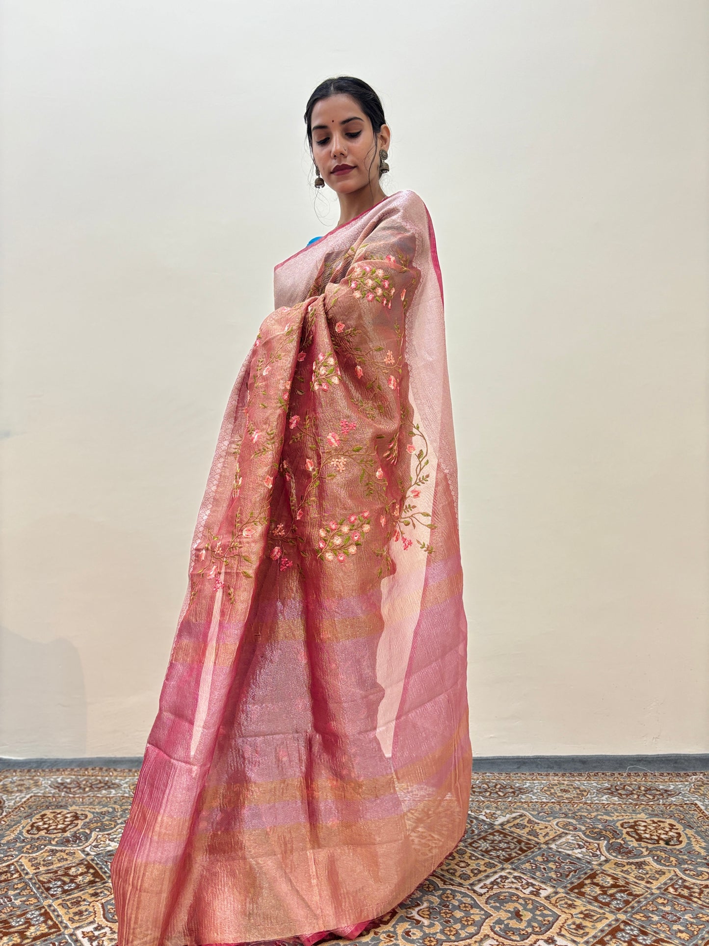 Light Pink Crush Tissue with Embroidery - Rungkaat