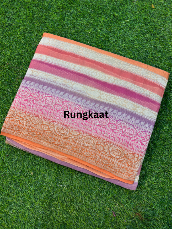 Pink Pure Khaddi Georgette Banarasi Handloom Saree - Rungkaat