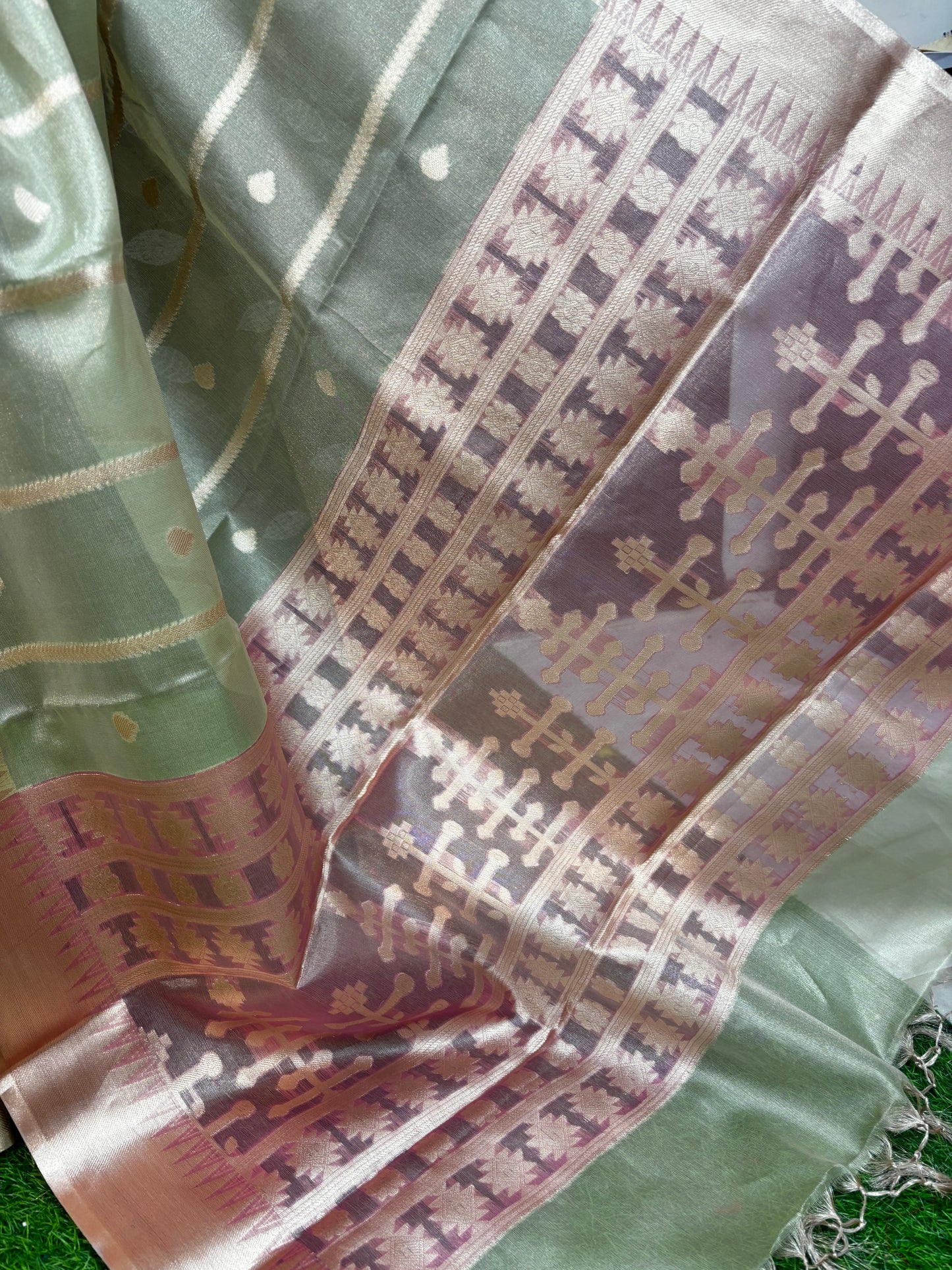Pista Green Tissue Banarasi Saree