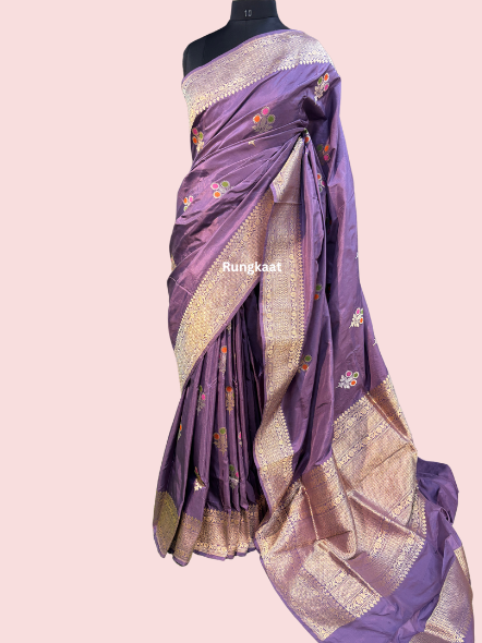 Pure Katan Belbooti Banarasi Handloom Saree - Rungkaat