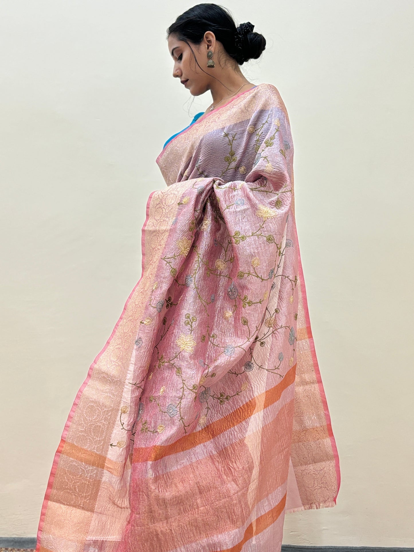Crush Tissue with Embroidery Banarasi Handloom Saree - Rungkaat