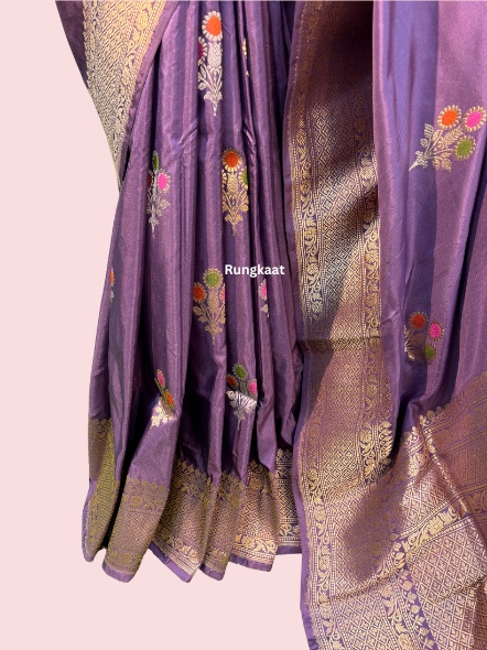 Pure Katan Belbooti Banarasi Handloom Saree - Rungkaat