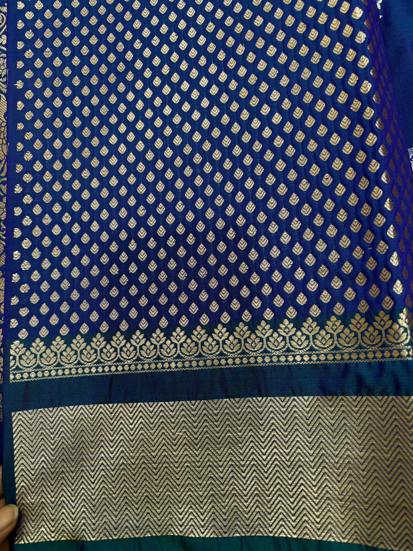 BlueSemi Raw Mango Banarasi Saree
