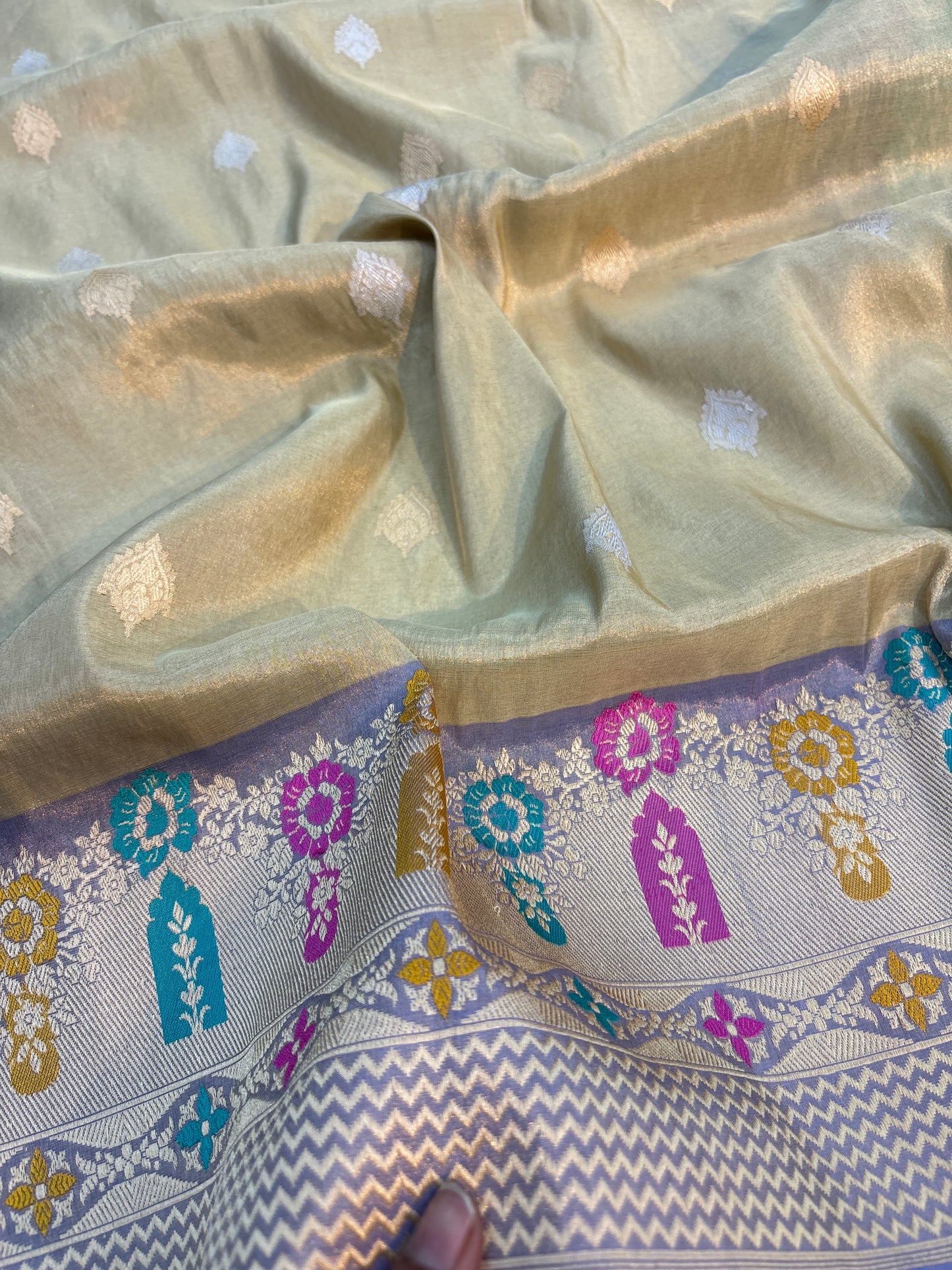 Light Lemon Pure Tissue Katan Meenakari Banarasi Handloom Saree - Rungkaat