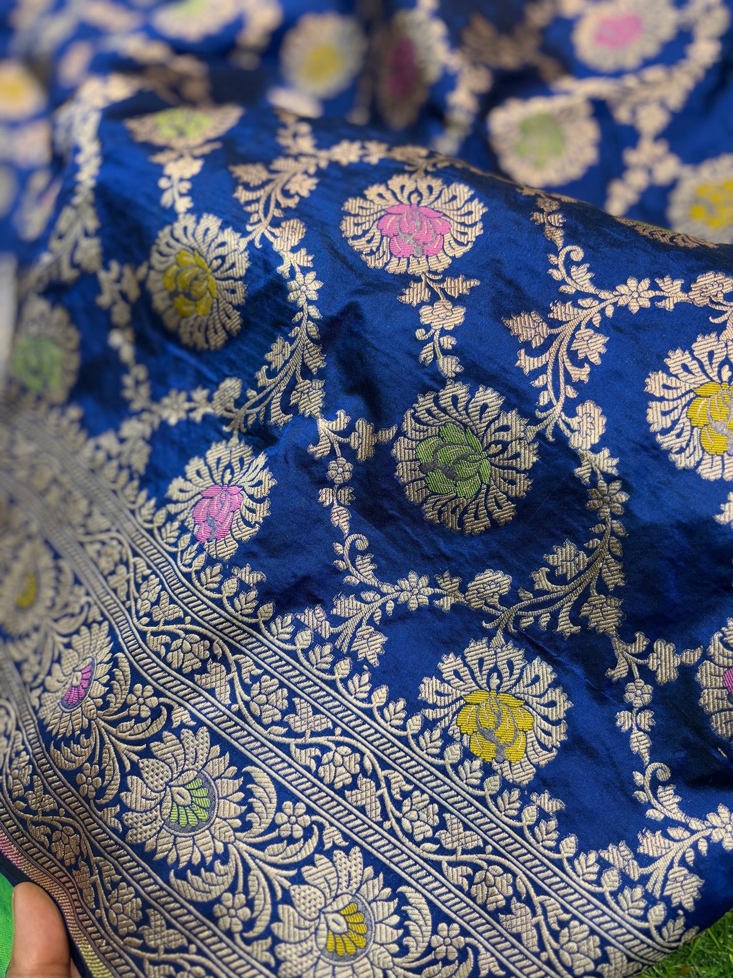 Blue Pure Katan Banarasi Handloom Saree - Rungkaat
