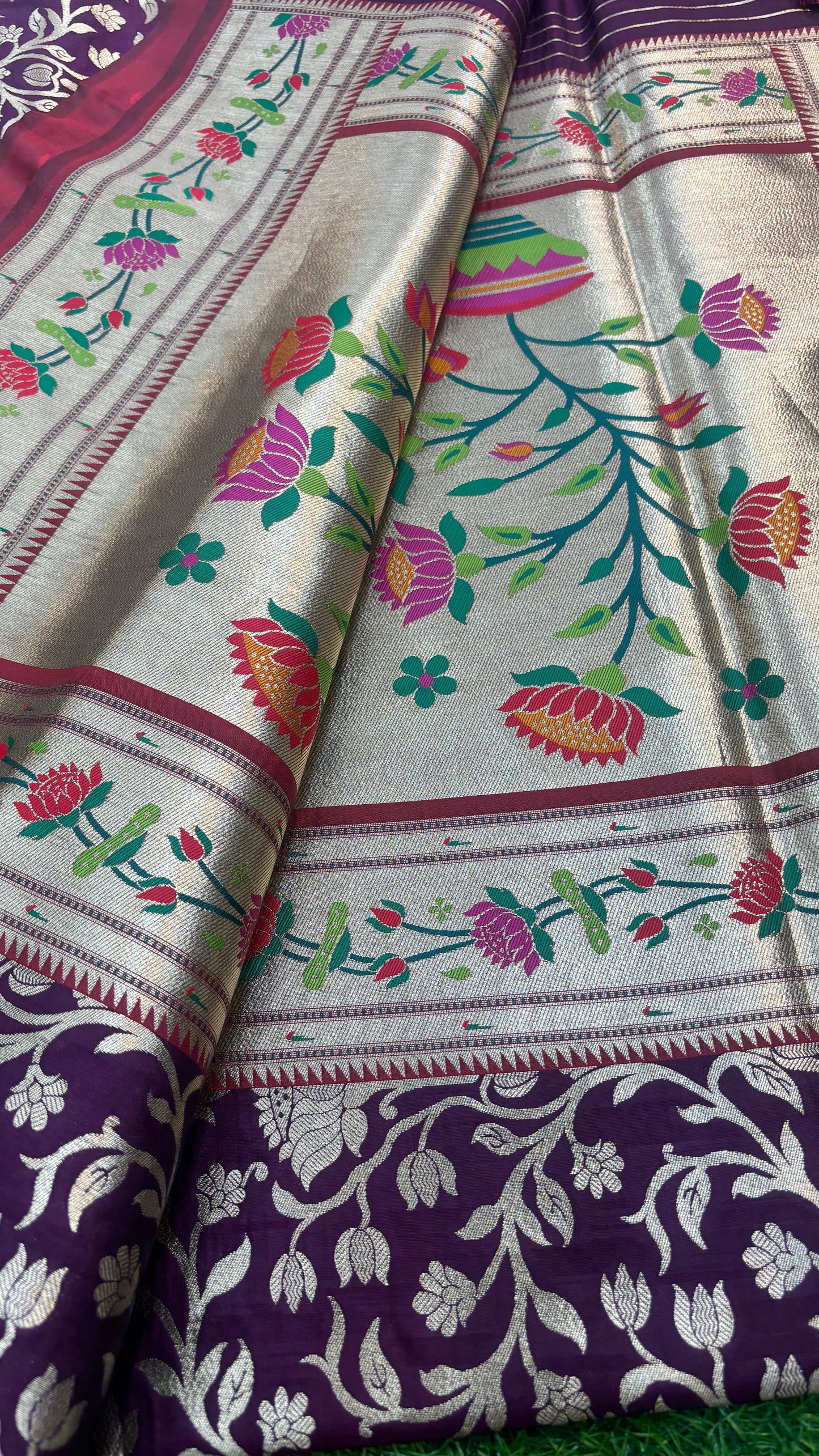 Wine Paithine Banarasi Handloom Saree