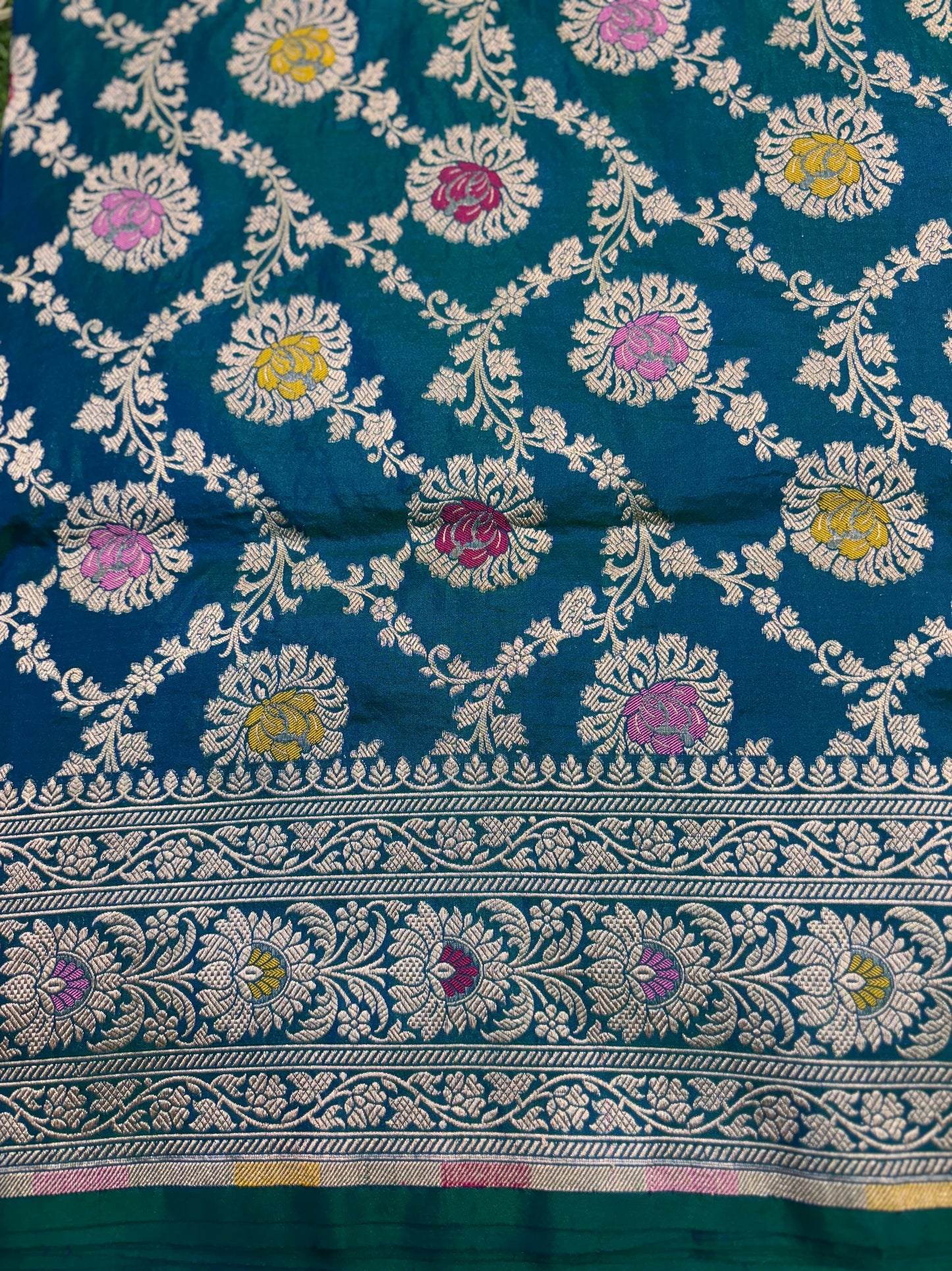 Blue Pure Katan Banarasi Handloom Saree - Rungkaat