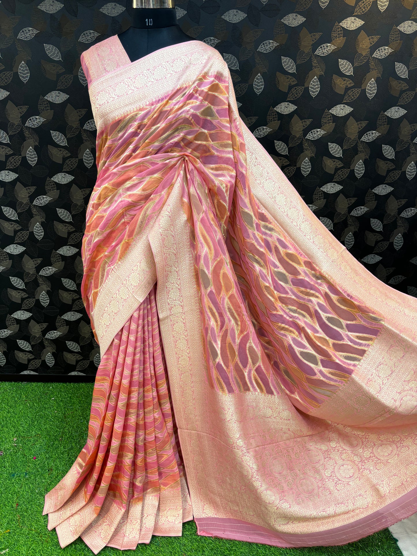 Light Pink Rungkaat Georgette Banarasi Sare