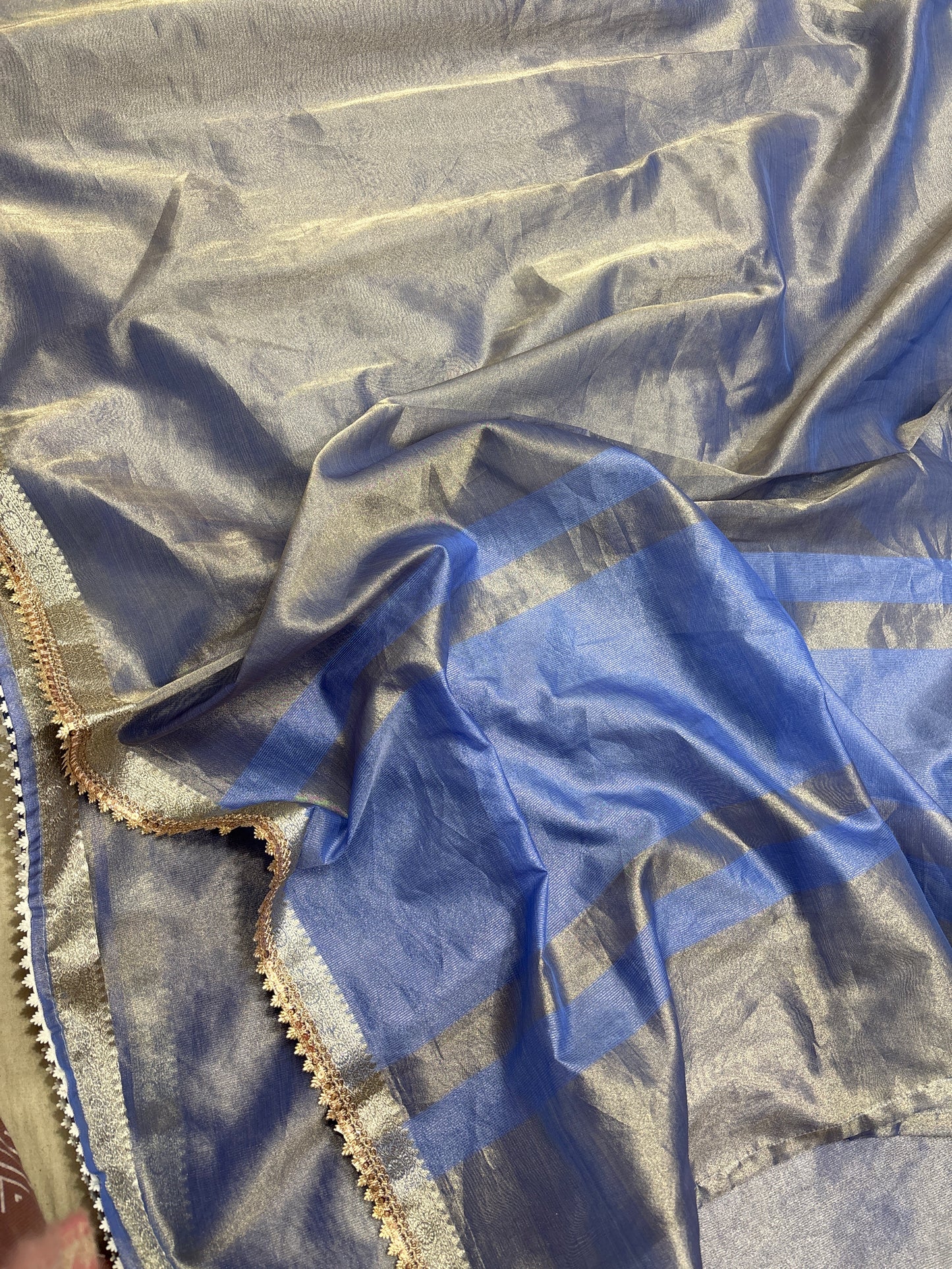 Tissue Banarasi Saree with Border Lace - Rungkaat