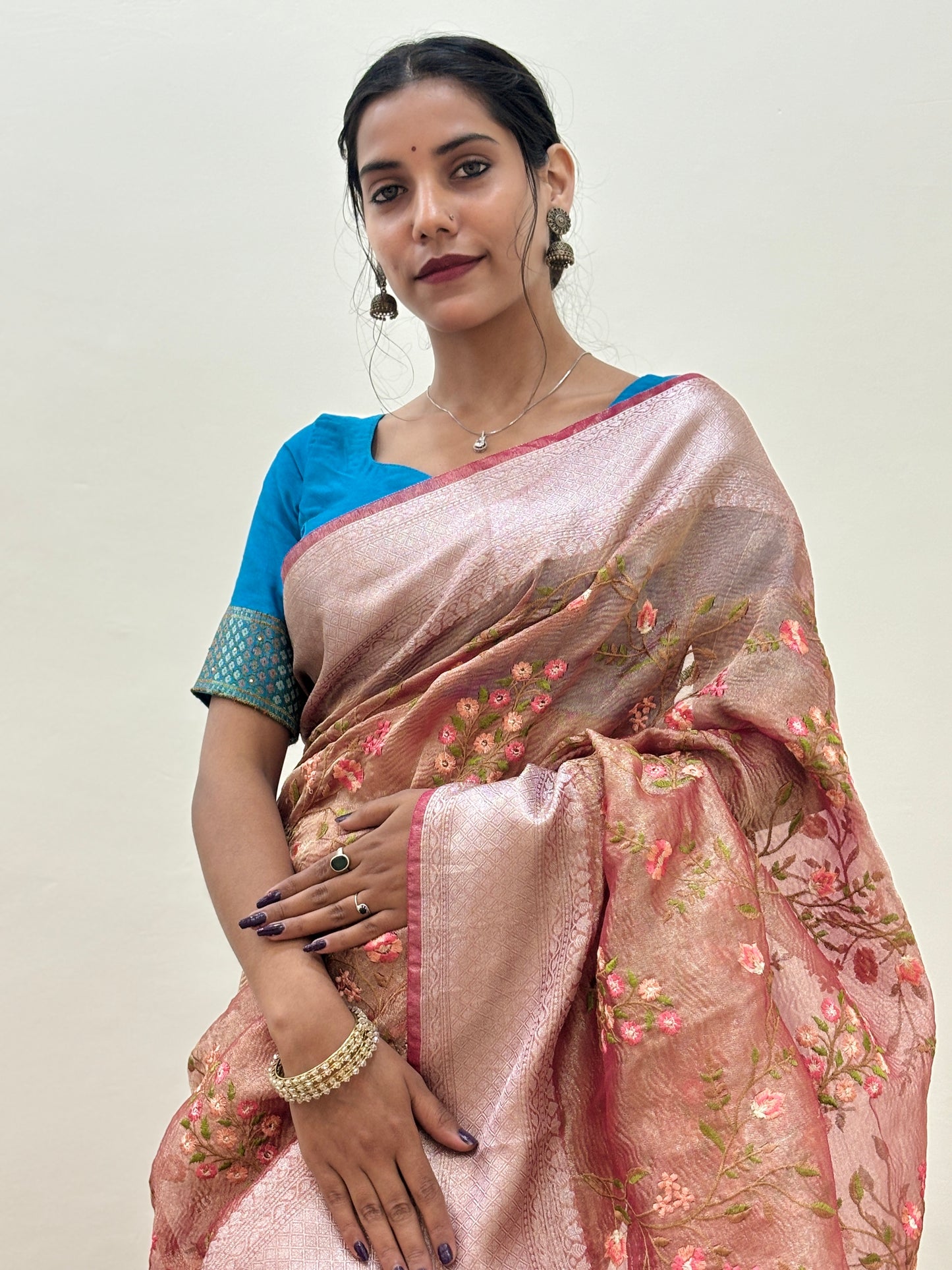 Crush Tissue with Embroidery Banarasi Handloom Saree - Rungkaat