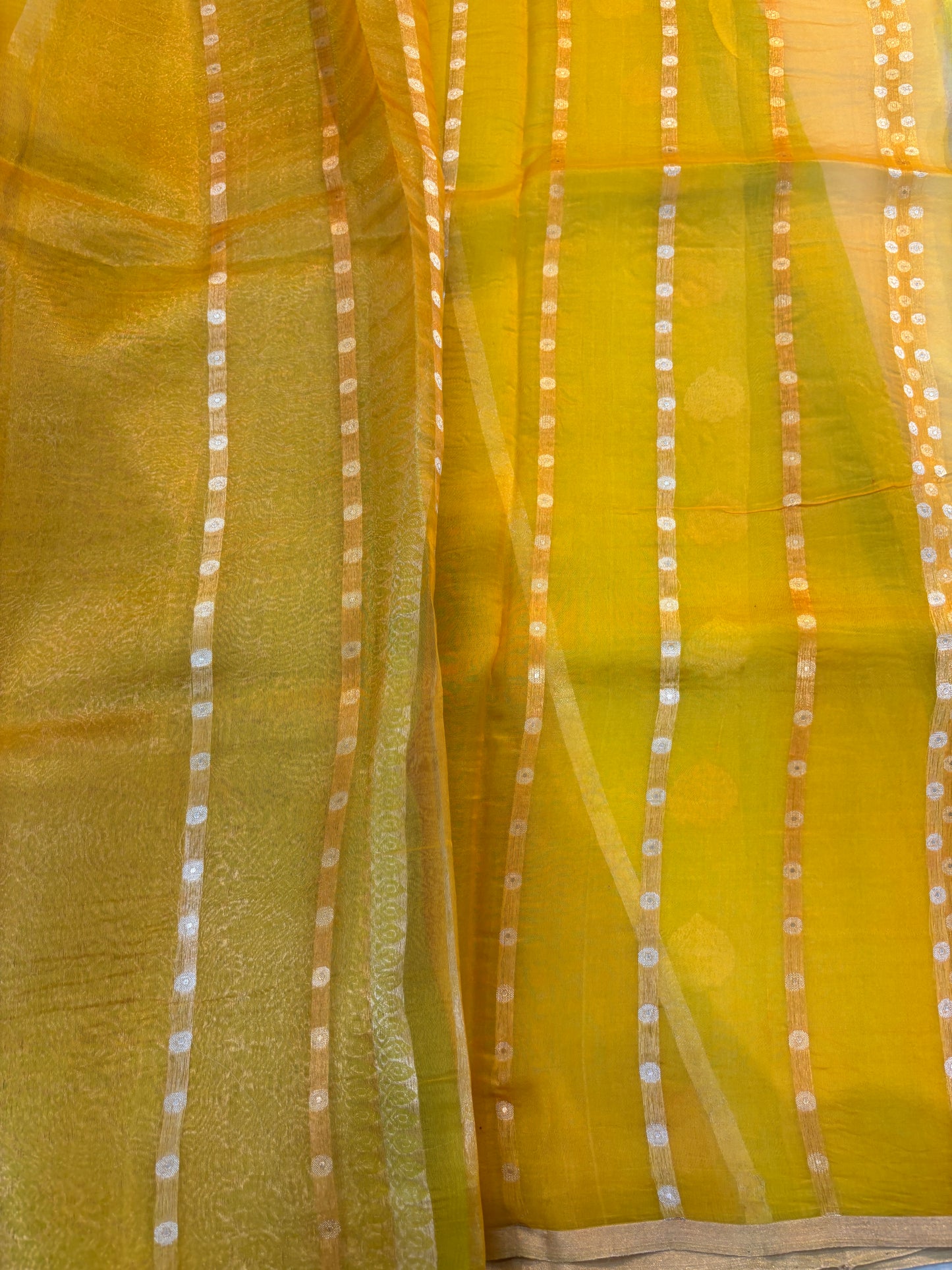 Lemon Orang Pure Kora Rungkaat Banarasi Saree