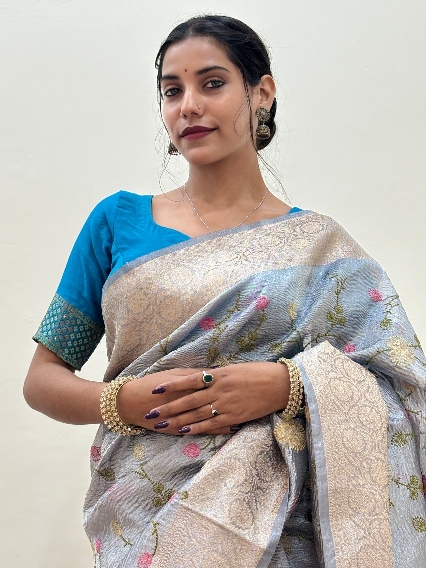 Crush Tissue with Embroidery Banarasi Handloom Saree - Rungkaat