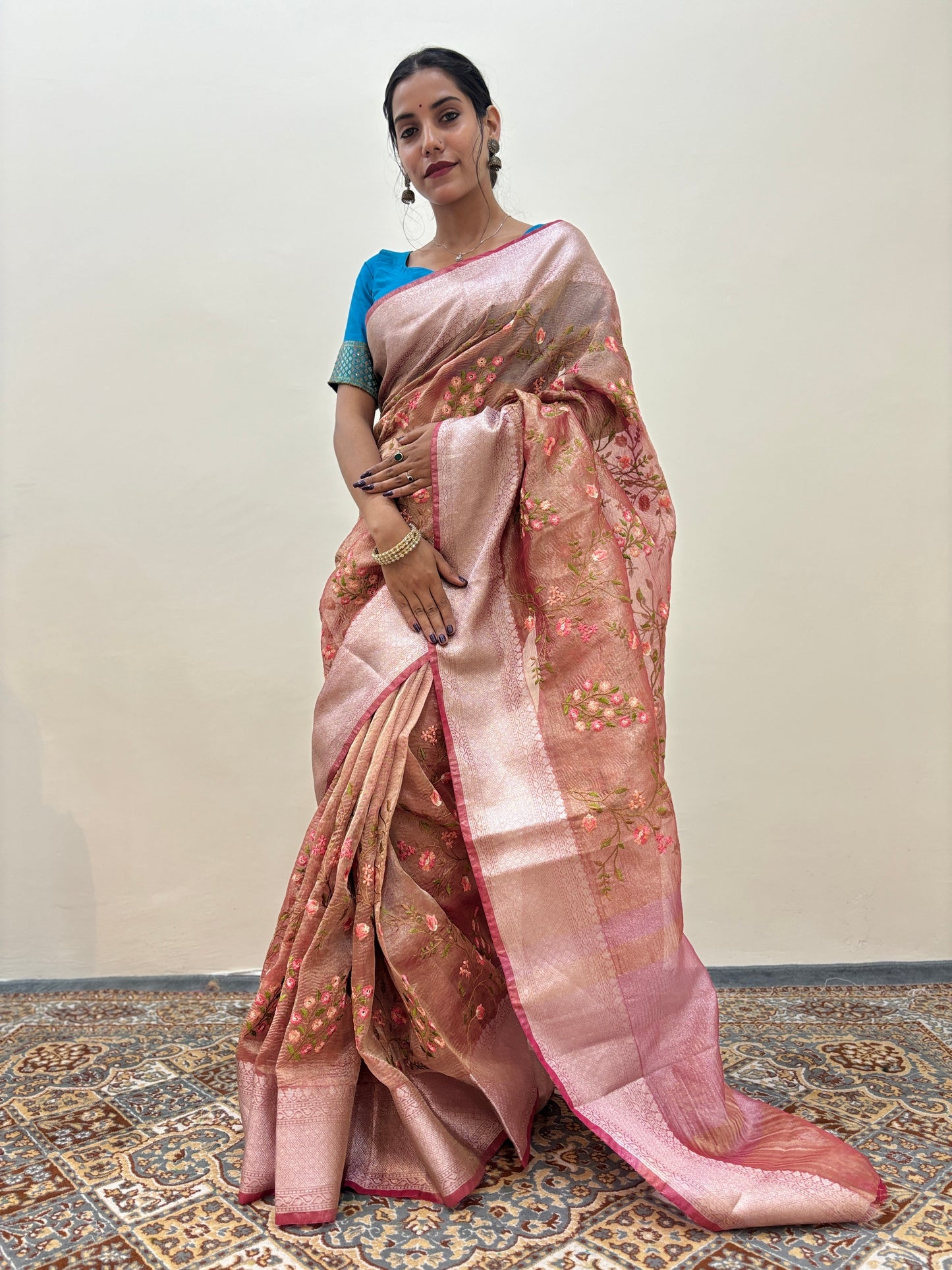 Light Pink Crush Tissue with Embroidery - Rungkaat