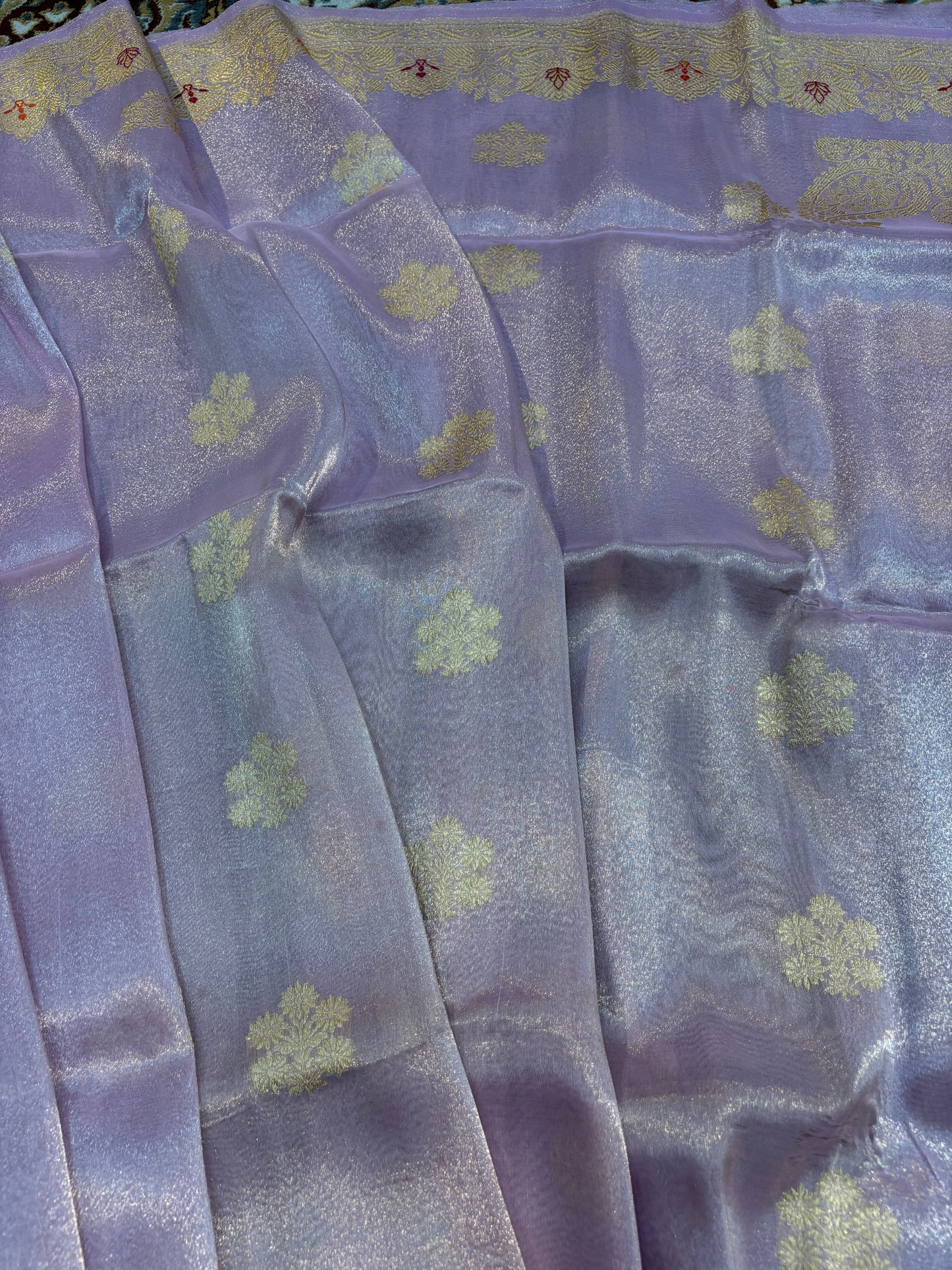 Levander Katan Tissue with Scallop Border Banarasi Handloom Saree - Rungkaat