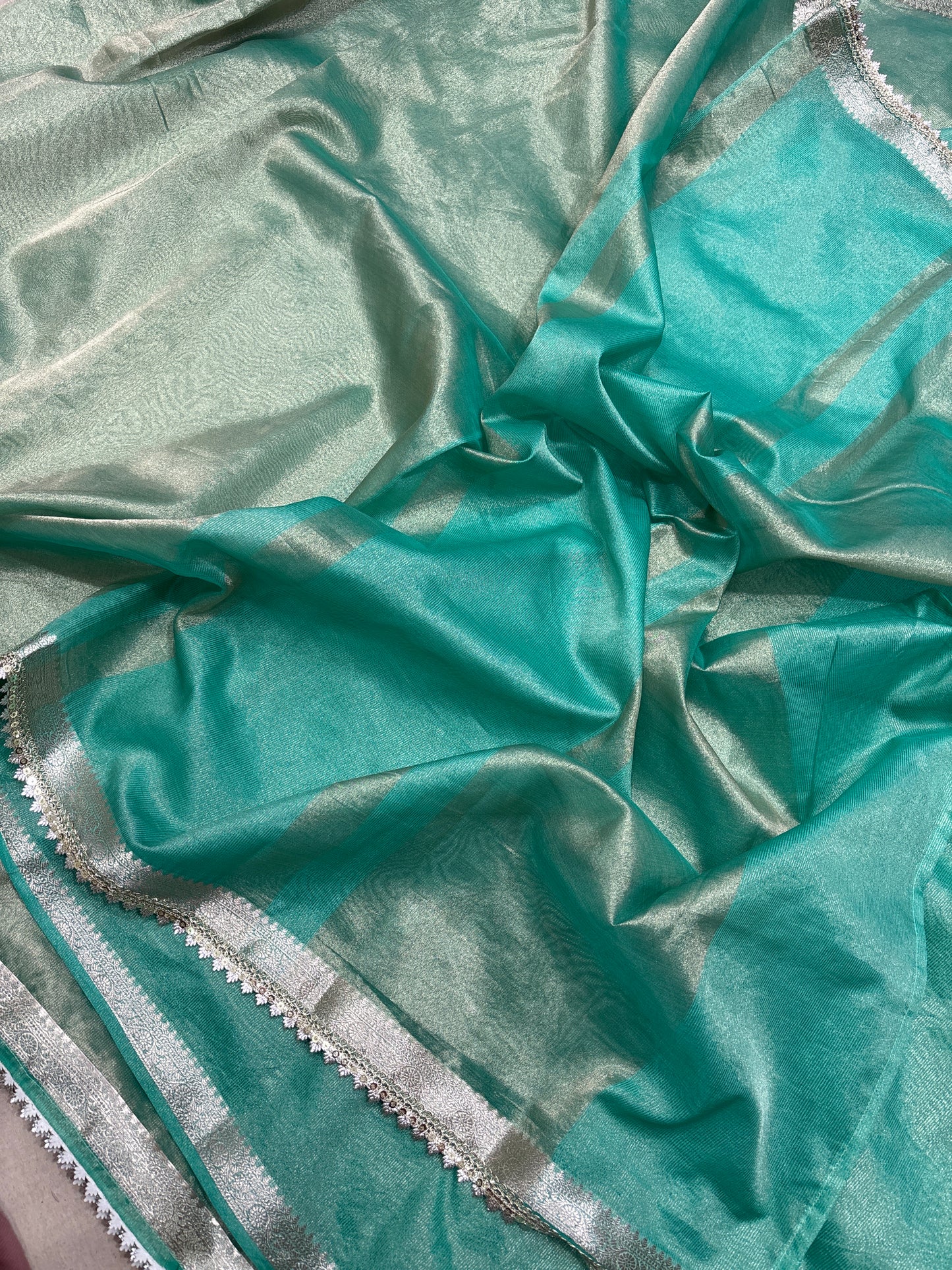 Tissue Banarasi Saree with Border Lace - Rungkaat