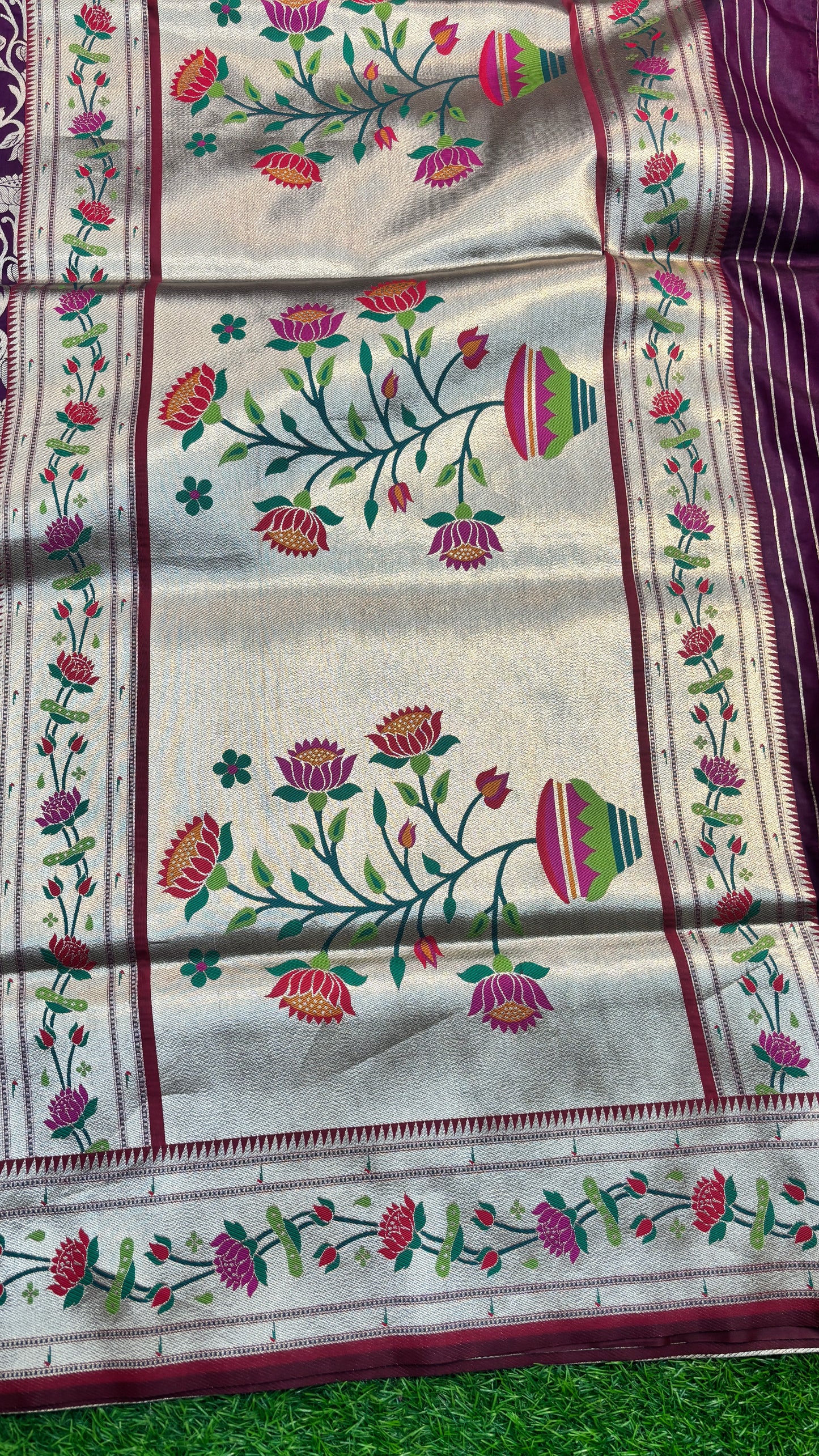 Wine Paithine Banarasi Handloom Saree