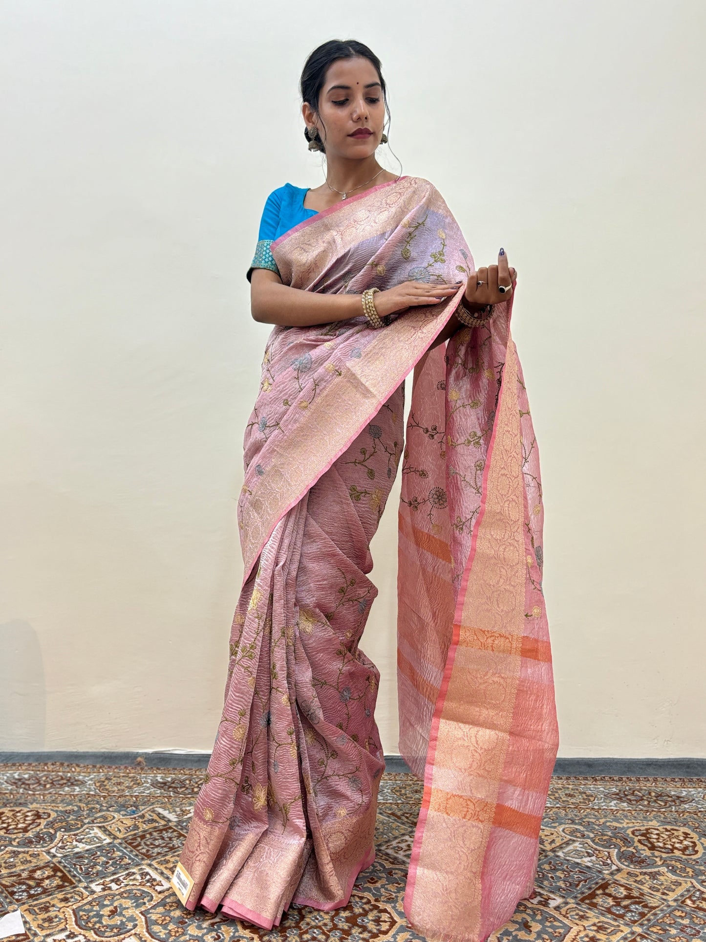 Crush Tissue with Embroidery Banarasi Handloom Saree - Rungkaat