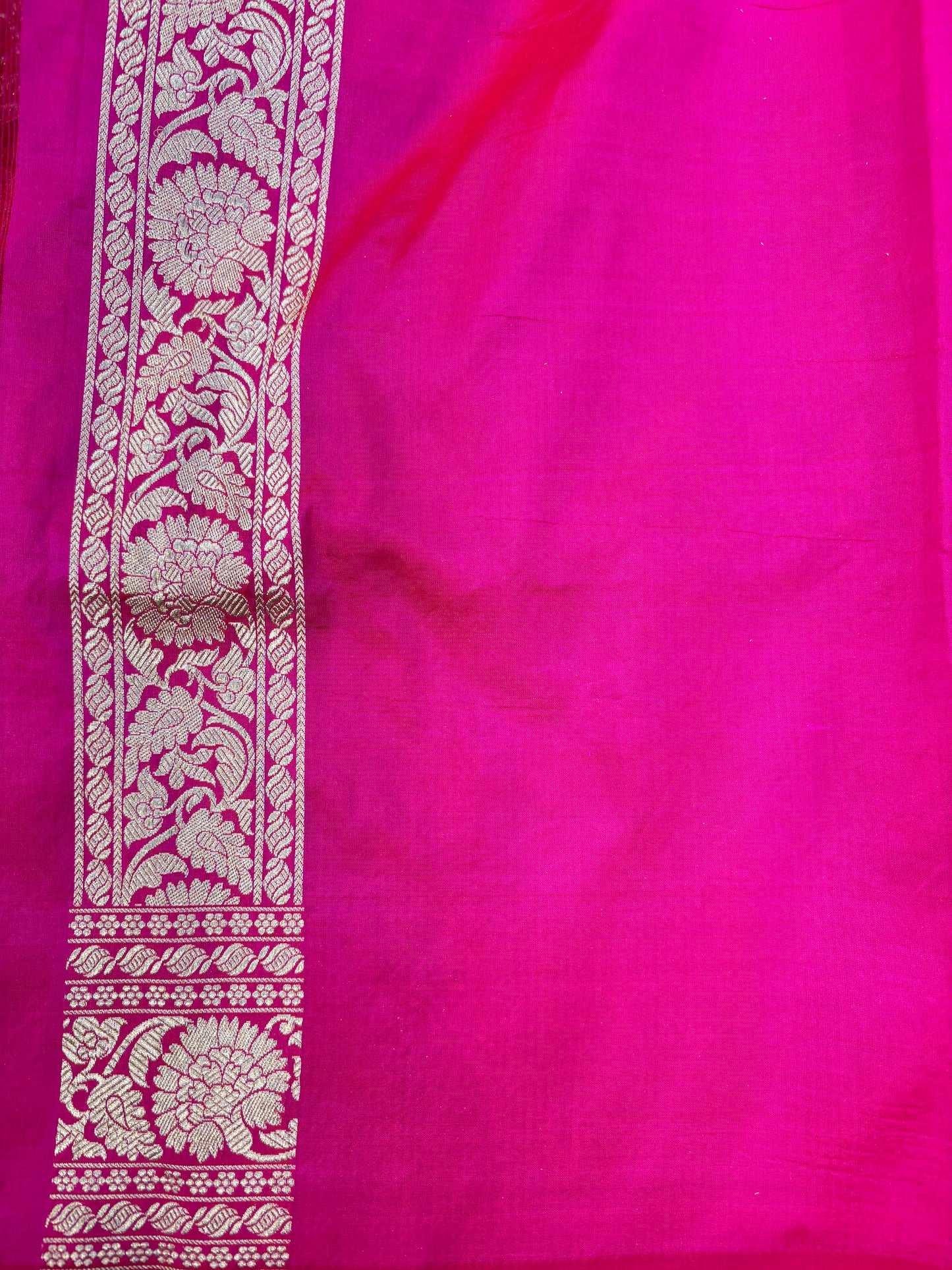 Rani Pink Pure Katan Jangla Banaras Handloom Saree