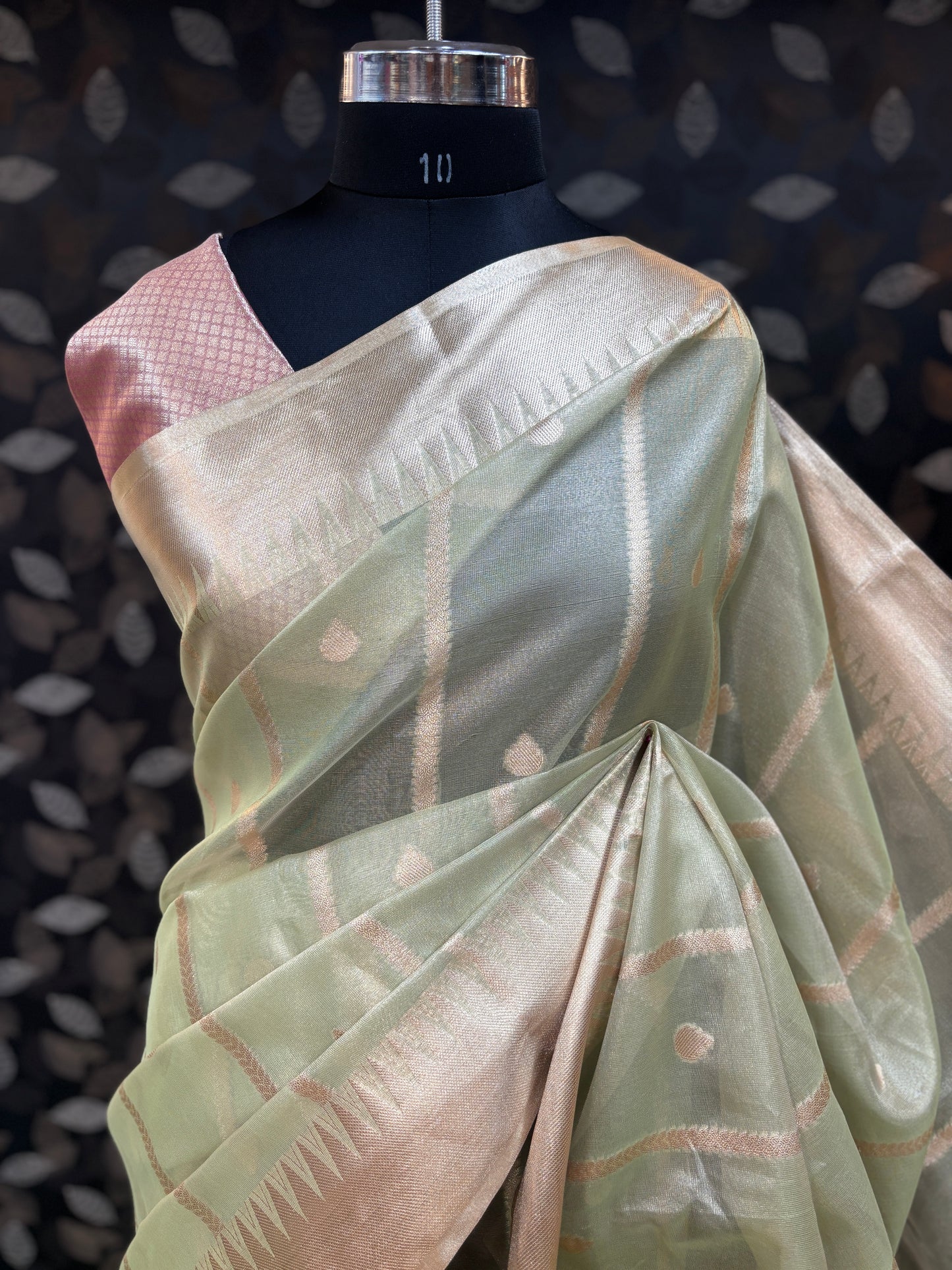 Pista Green Tissue Banarasi Saree