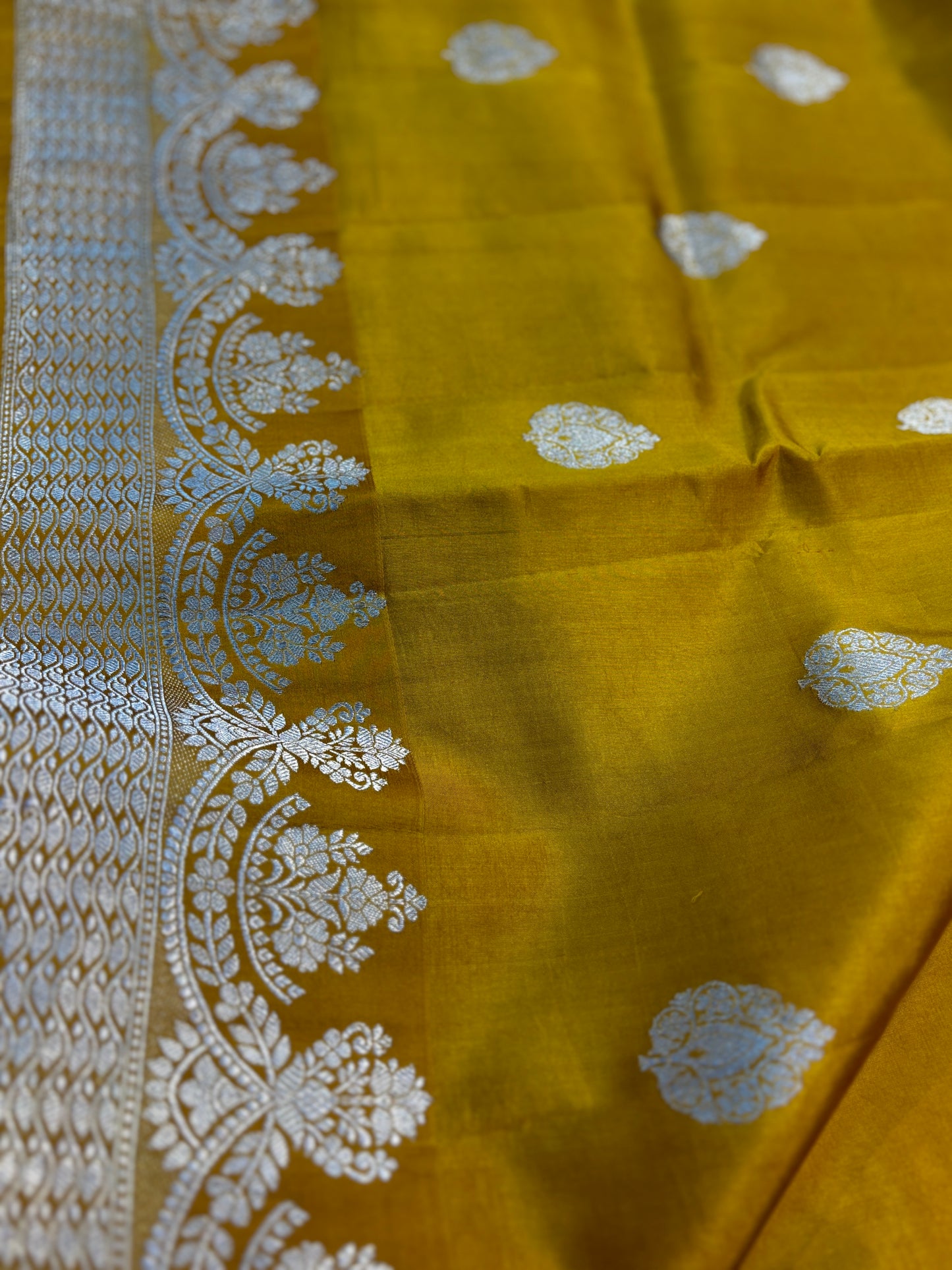 mustard Yellow Pure Raw Mango Banarasi Handloom Saree - Rungkaat