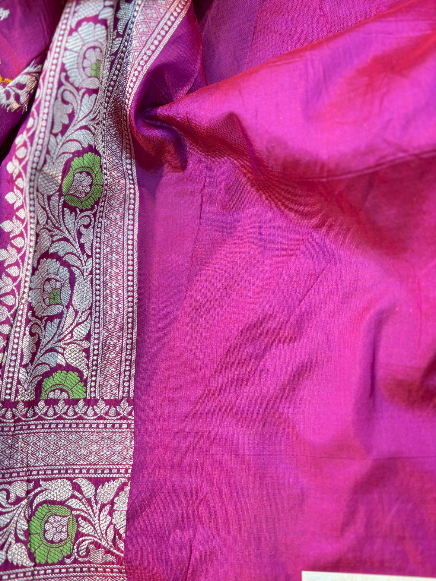 Magenta pink Pure katan Banarasi Handloom Saree
