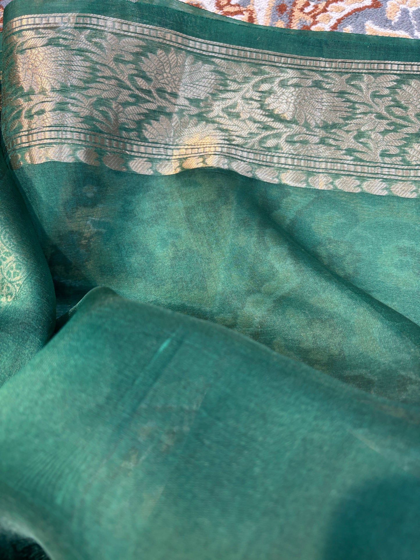 Rama Green Pure Kora Designer kadhua BanarasiĀ