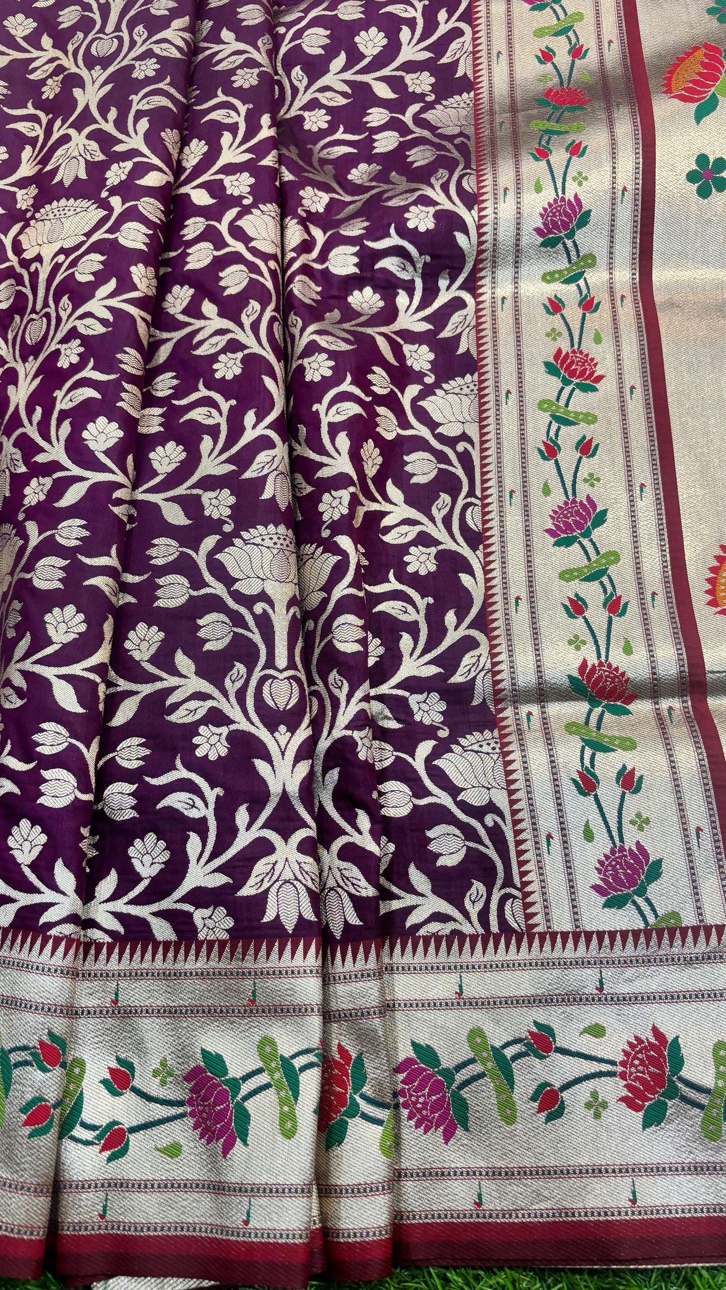 Wine Paithine Banarasi Handloom Saree