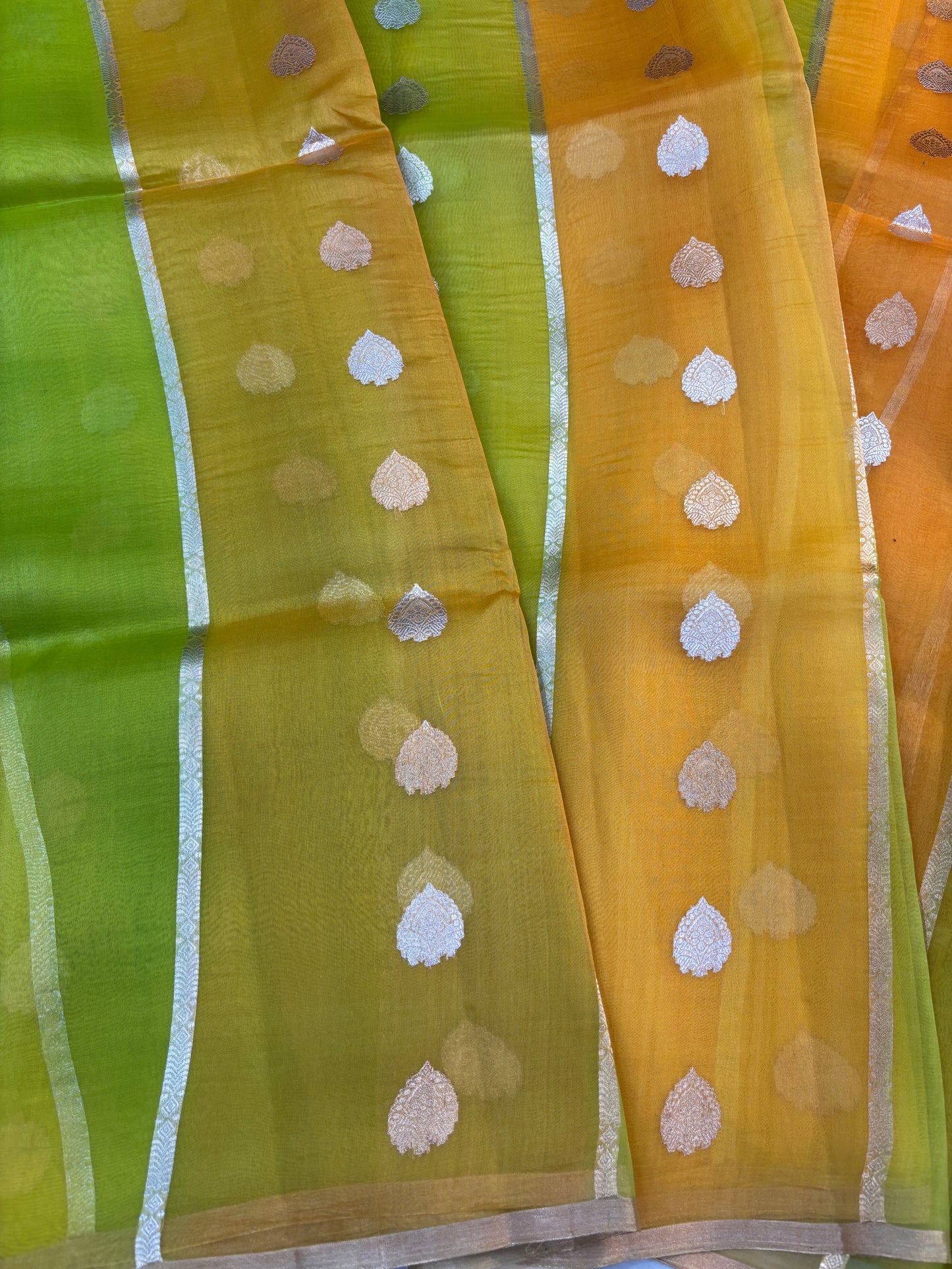 Lemon Orang Pure Kora Rungkaat Banarasi Saree