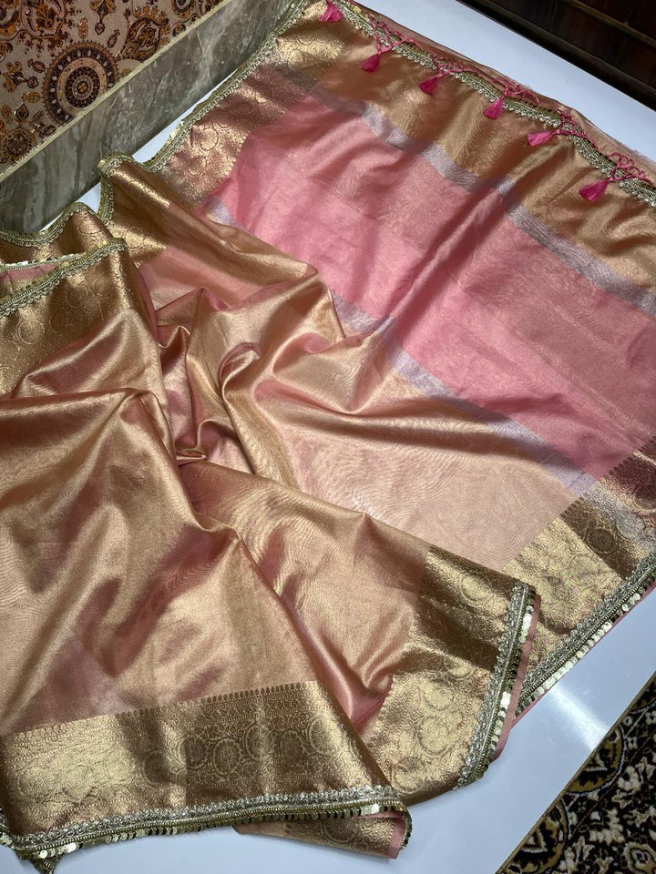 Jahanavi Kapoor Pink Tissue Saree - Rungkaat
