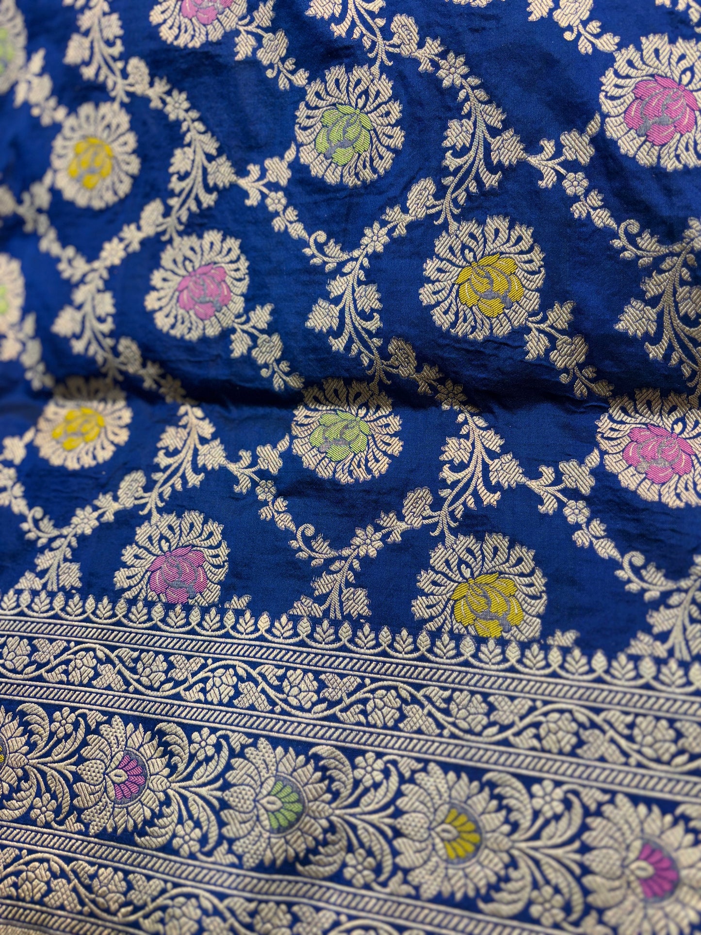 Blue Pure Katan Banarasi Handloom Saree - Rungkaat