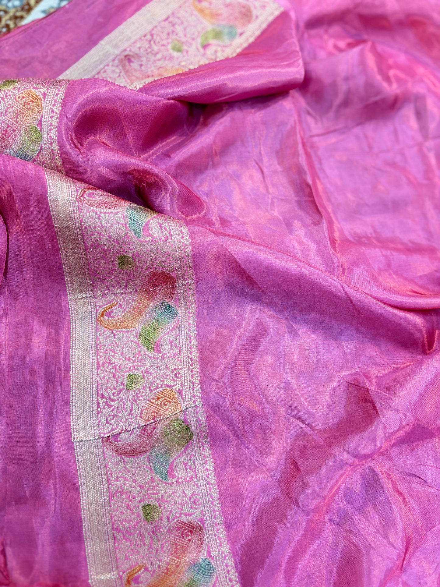 Onion Pink Designer Banarasi Sari