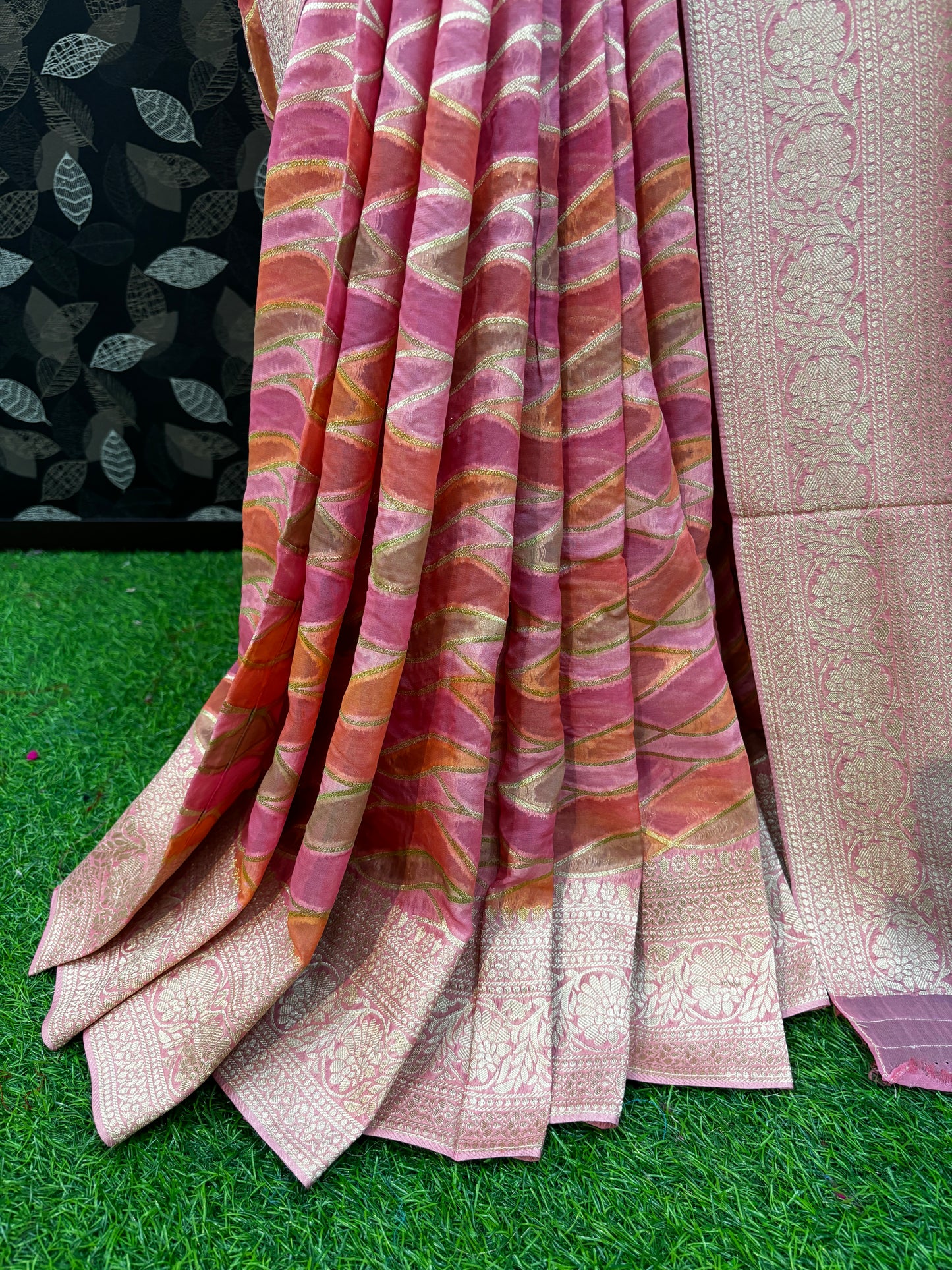 Light Pink Rungkaat Georgette Banarasi Sare