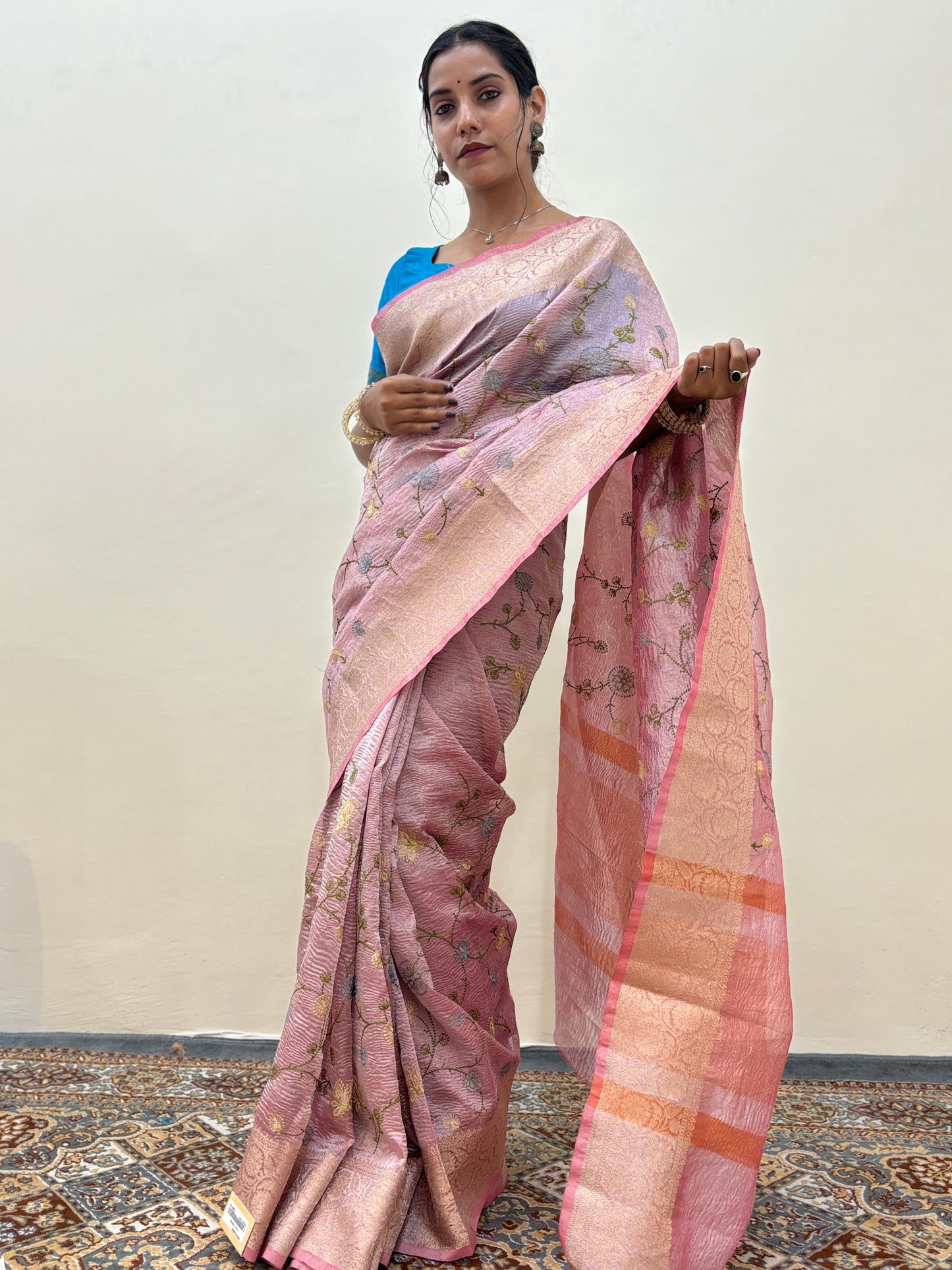 Crush Tissue with Embroidery Banarasi Handloom Saree - Rungkaat