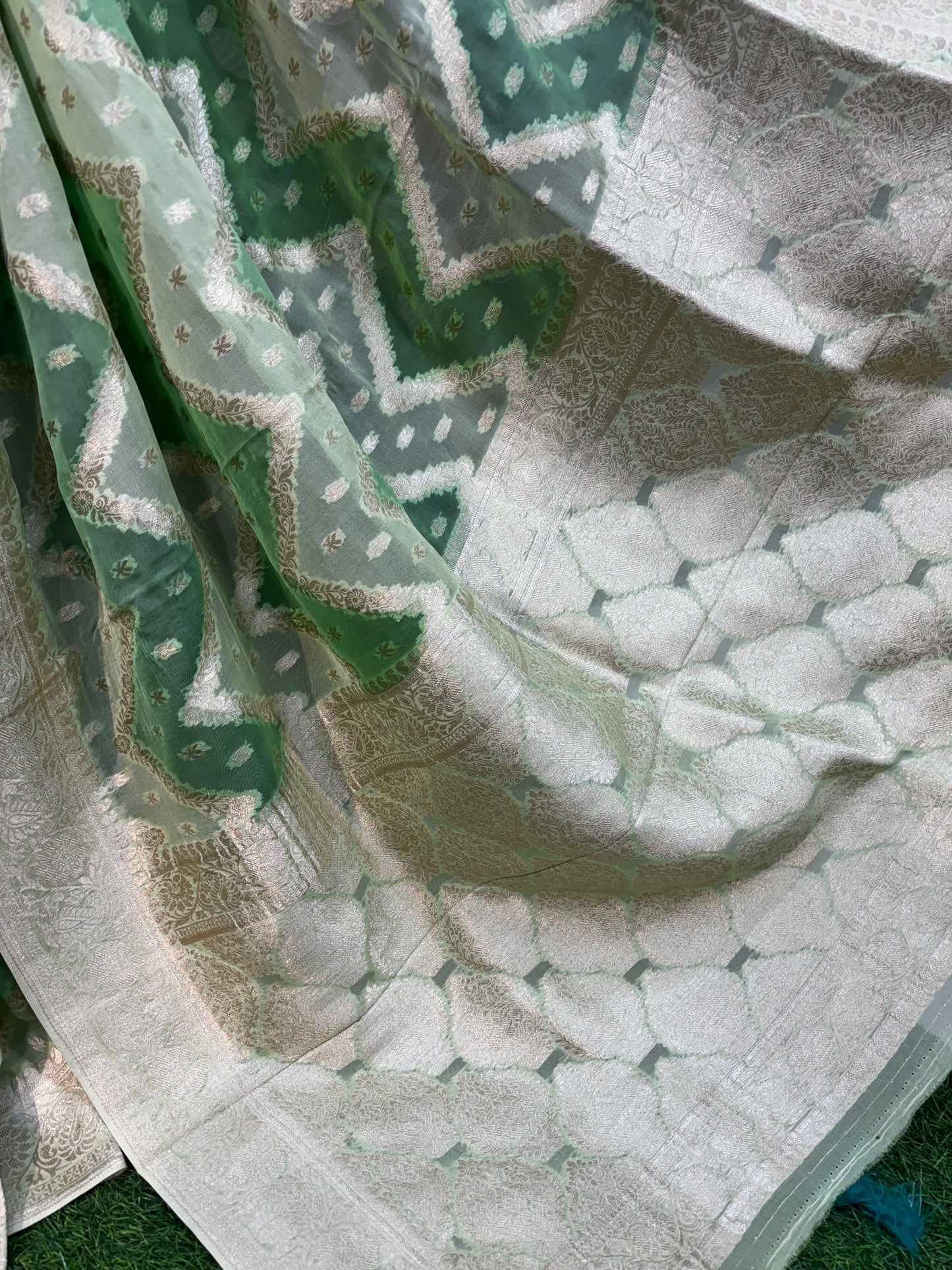 Sea Green Rungkaat Georgette Banarasi Saree - Rungkaat