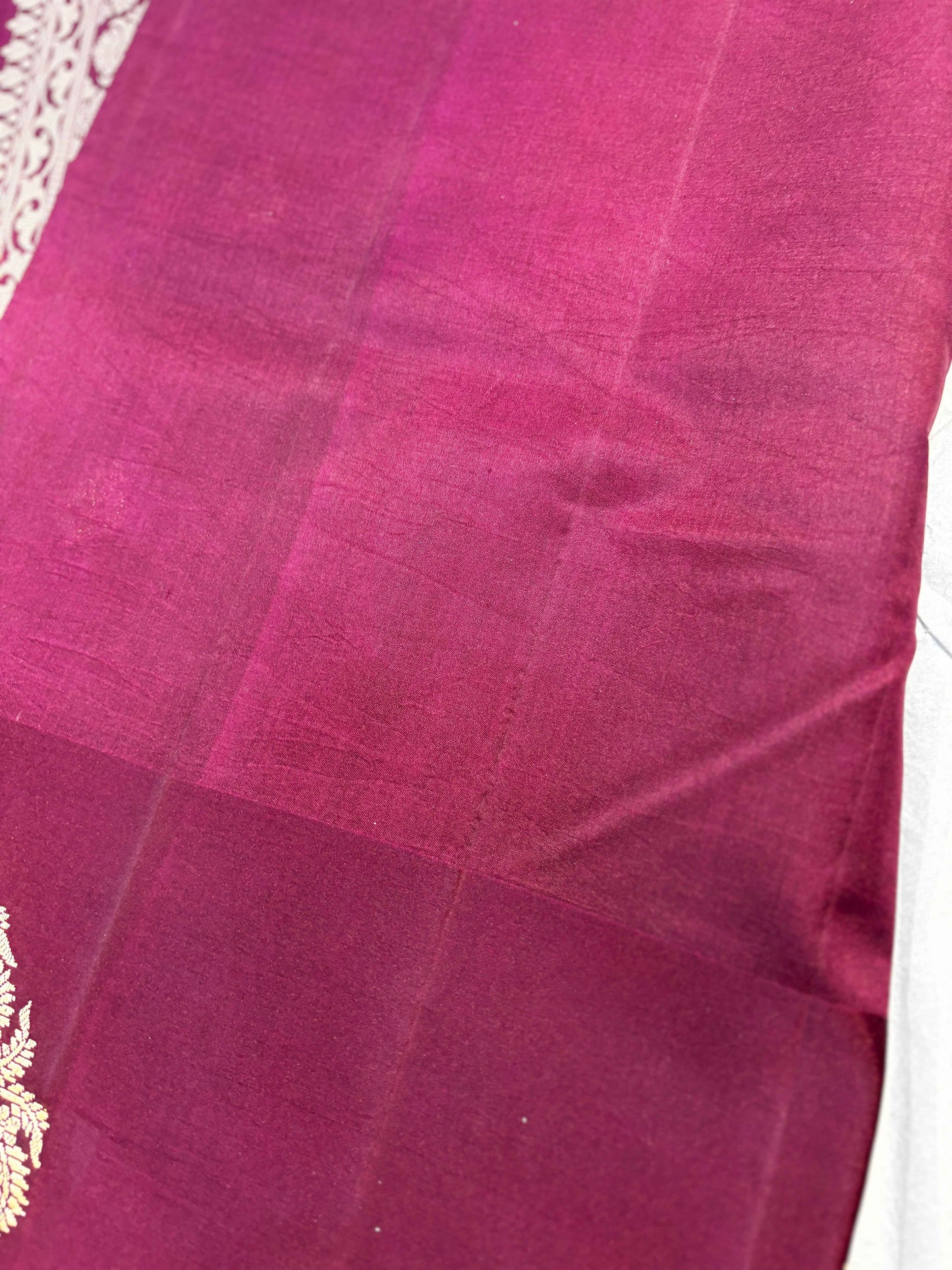 Wine purple saree fabric with subtle plain weave texture