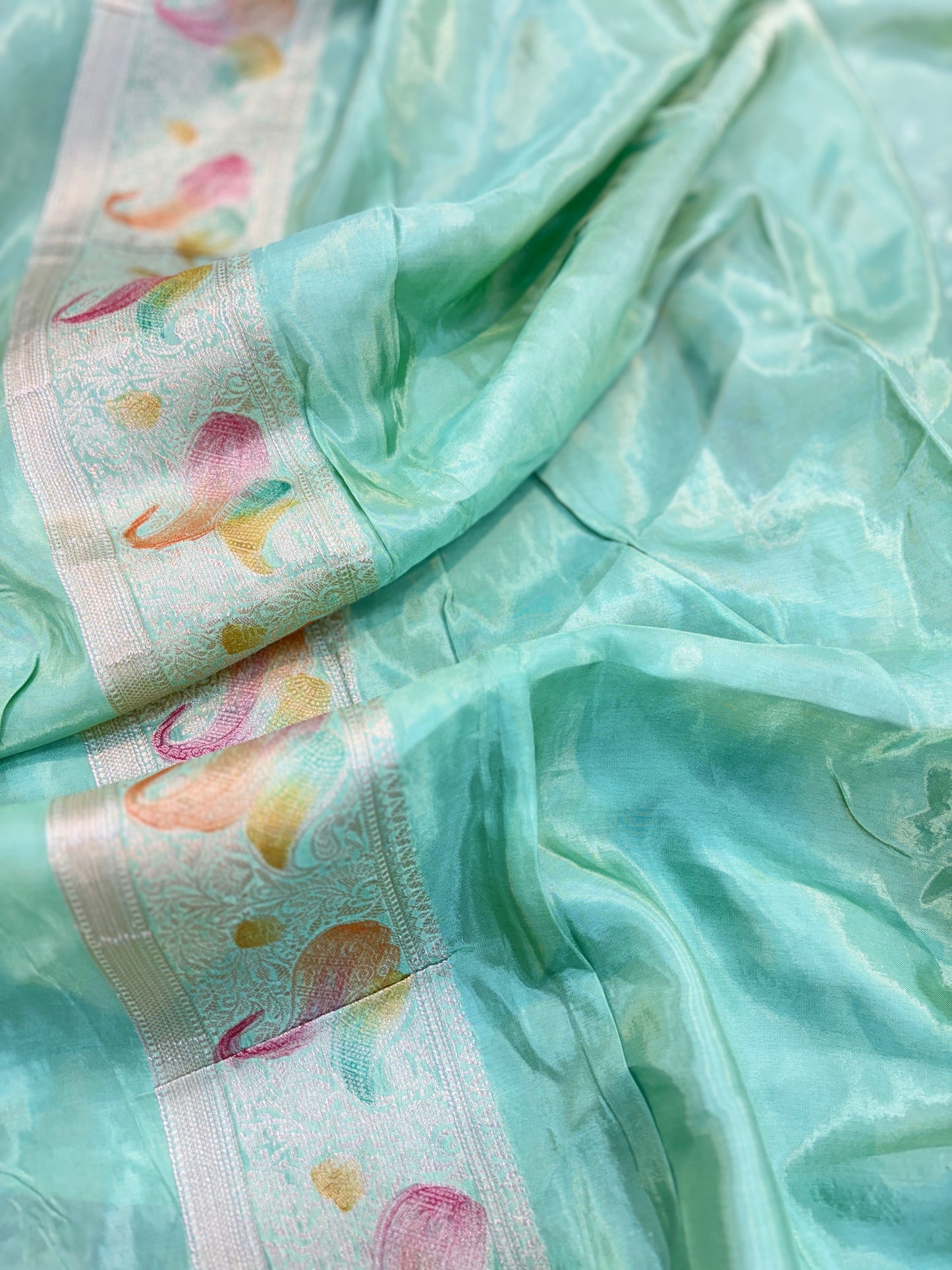 Dark Powder Blue Desiner Banarasi Saree