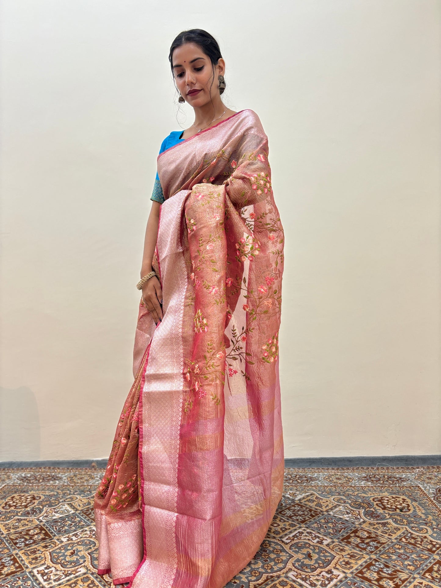 Light Pink Crush Tissue with Embroidery - Rungkaat