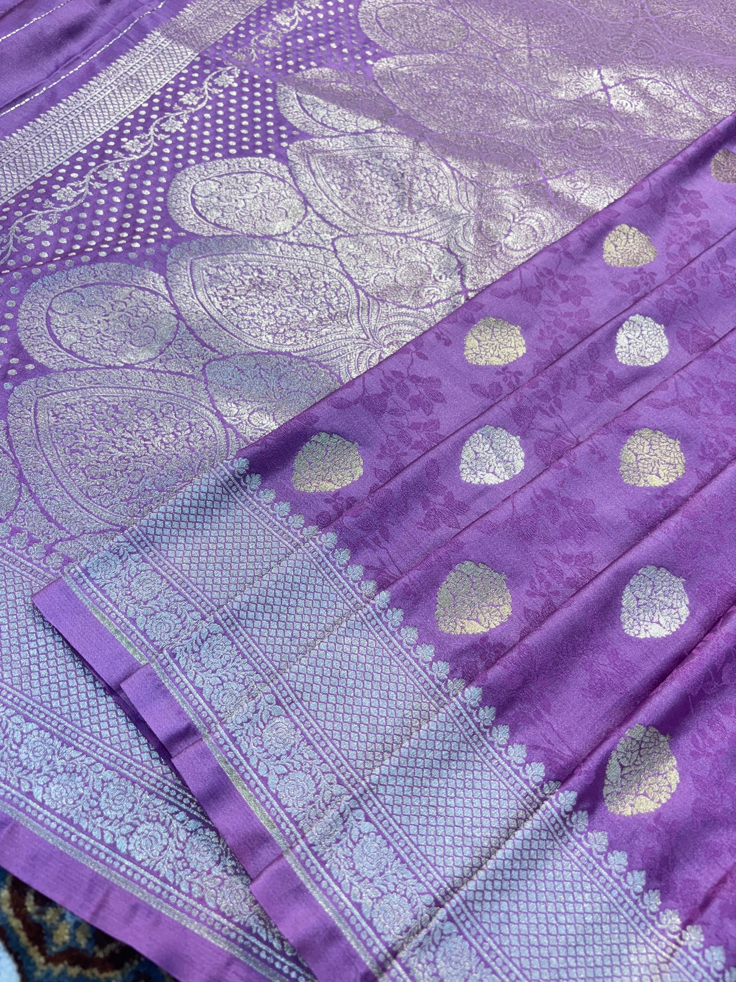 Lavender Semi Mashru Silk Banarasi Saree - Rungkaat