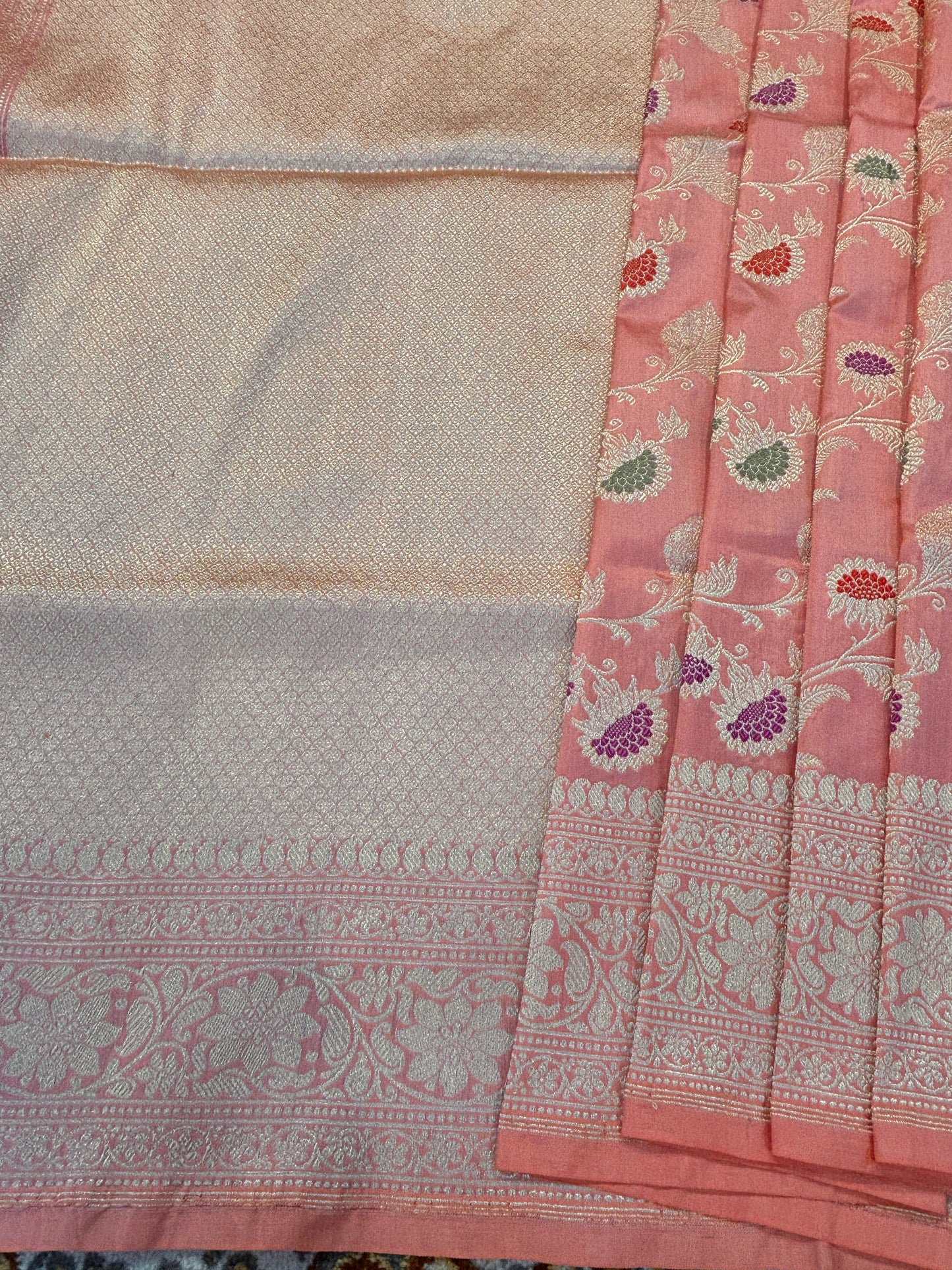 Pink Pure katan Jangla Banarasi Handloom Saree