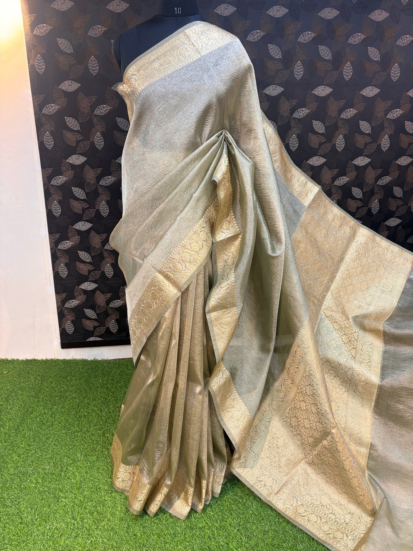 Gray Pure Tissue Banarasi Handloom Saree