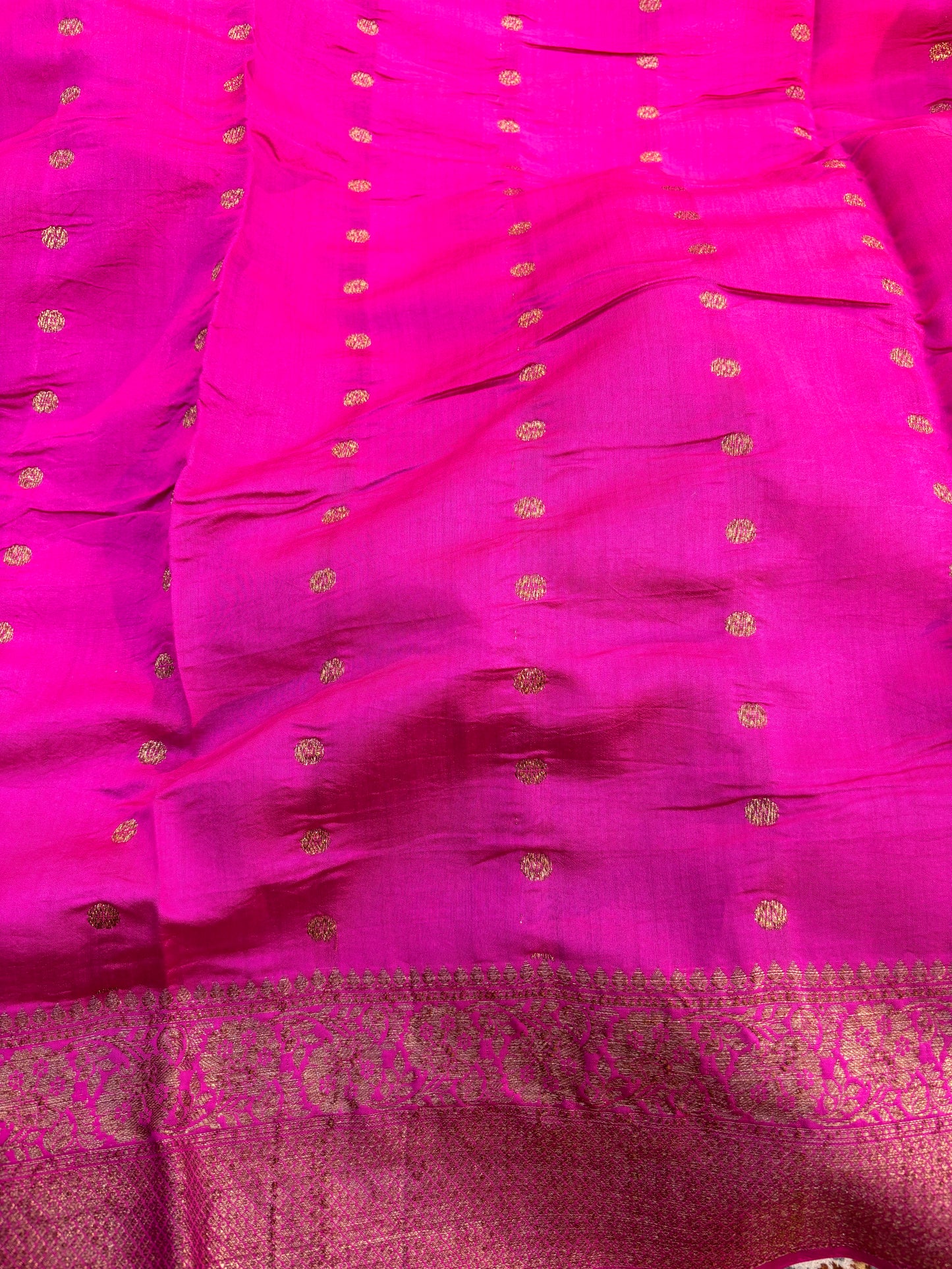 Lemon Yellow- Rani Pink Pure Kora Katan Banarasi Saree - Rungkaat