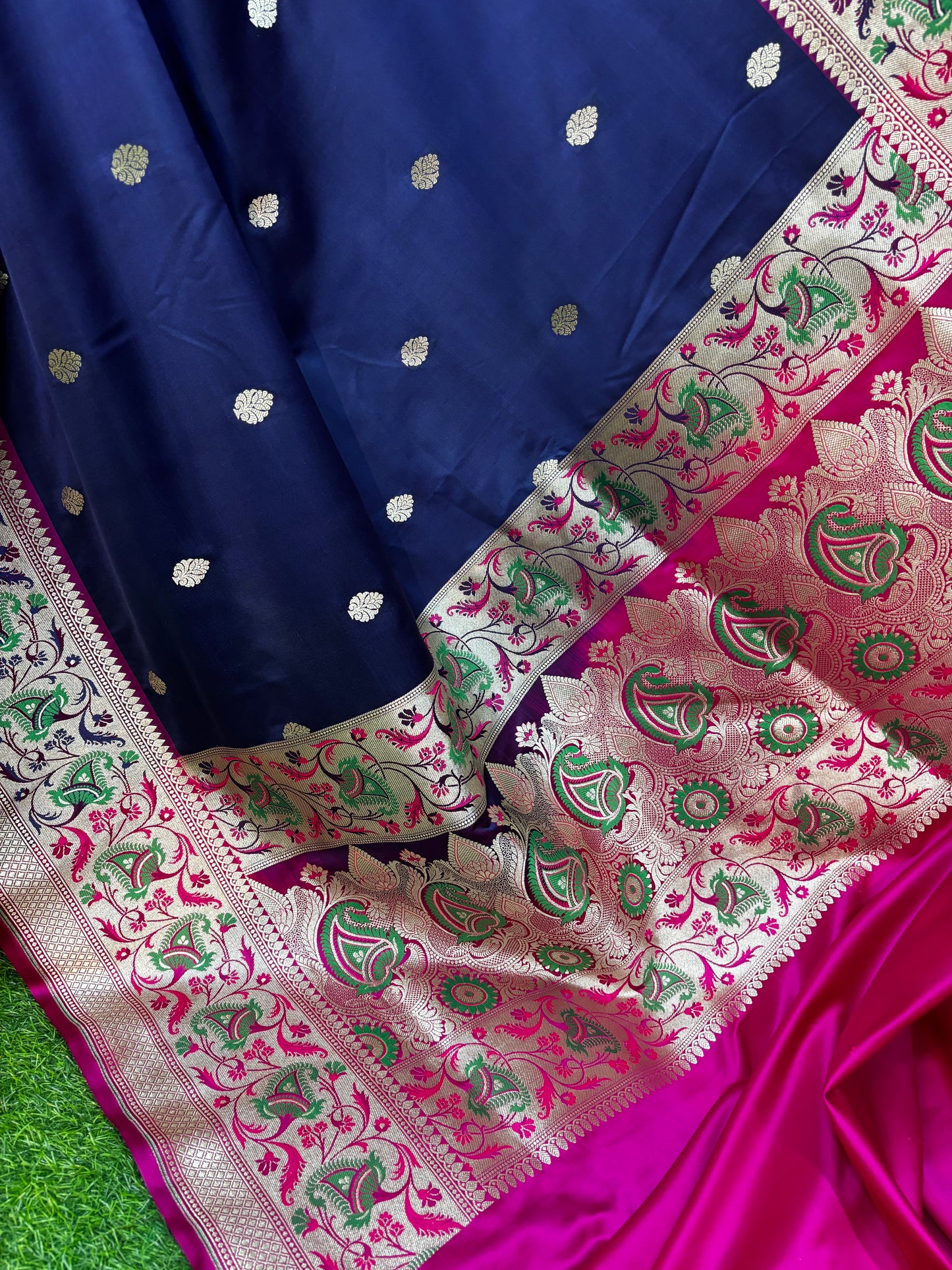 Blue Semi Katn Silk Saree - Rungkaat