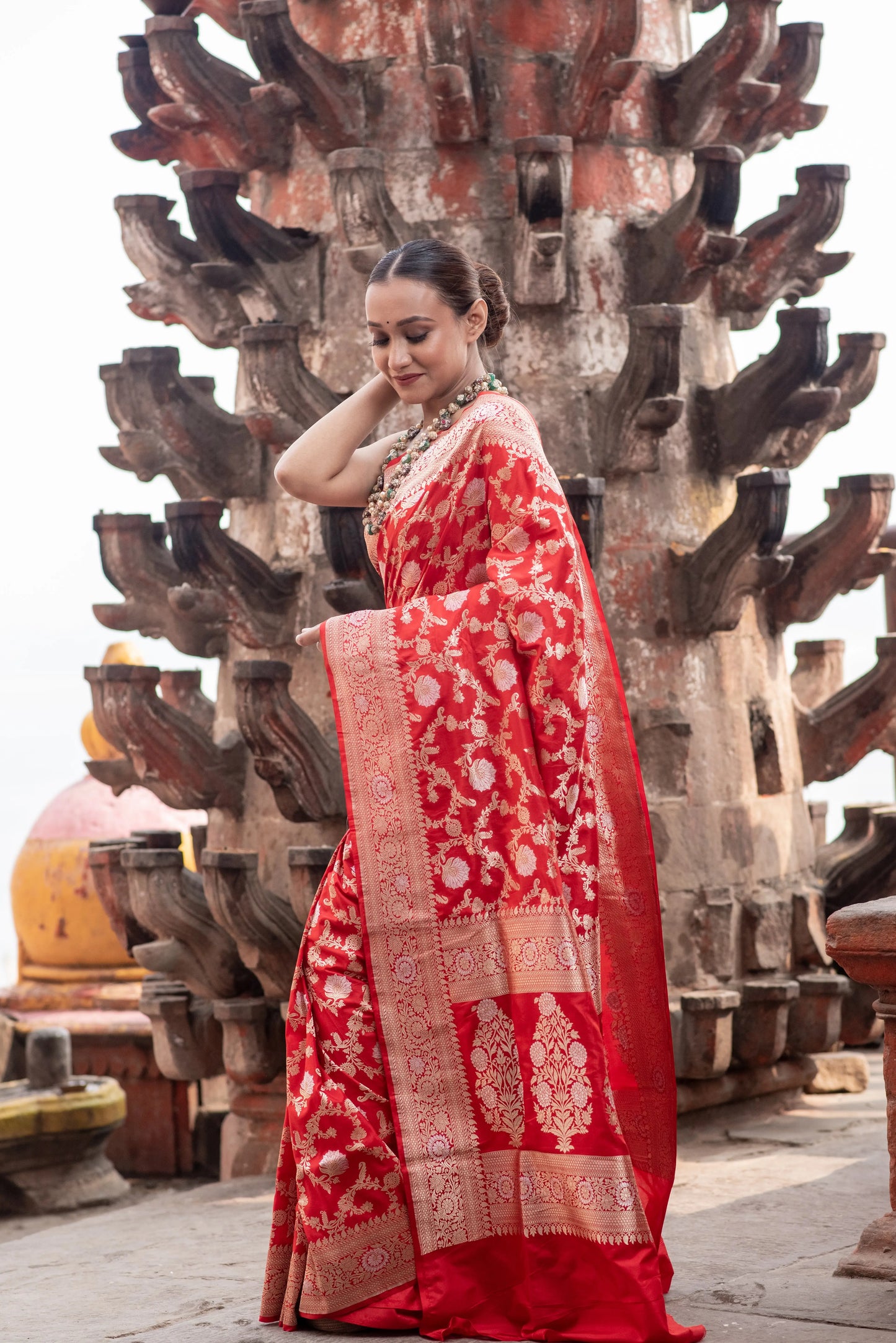 Pure Banarasi Katan Cutwork Meenakari Jangla Saree - Rungkaat
