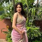 Jahanavi Kapoor Pink Tissue Saree - Rungkaat