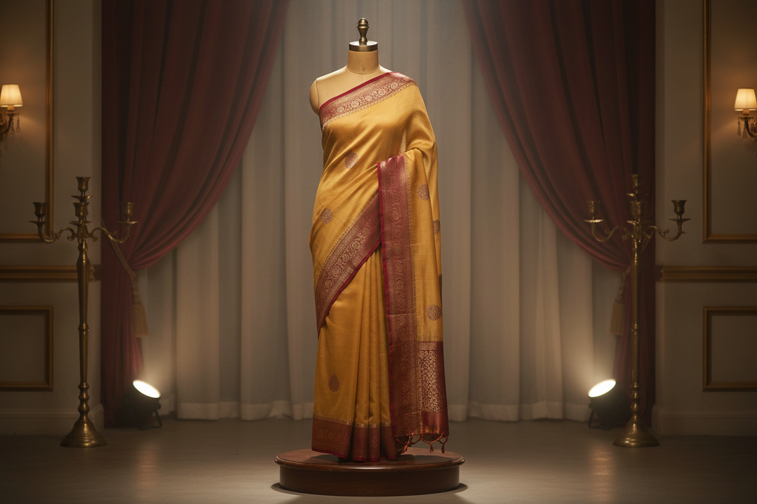 Pure Kora Banarasi Saree | Handloom Organza Silk Banarasi with Zari Work | Made in Banaras - Rungkaat
