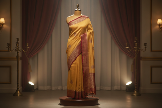 Pure Kora Banarasi Saree | Handloom Organza Silk Banarasi with Zari Work | Made in Banaras - Rungkaat