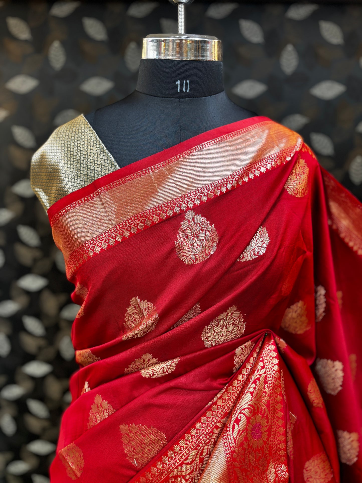 Red Semi Katan Banarasi Saree