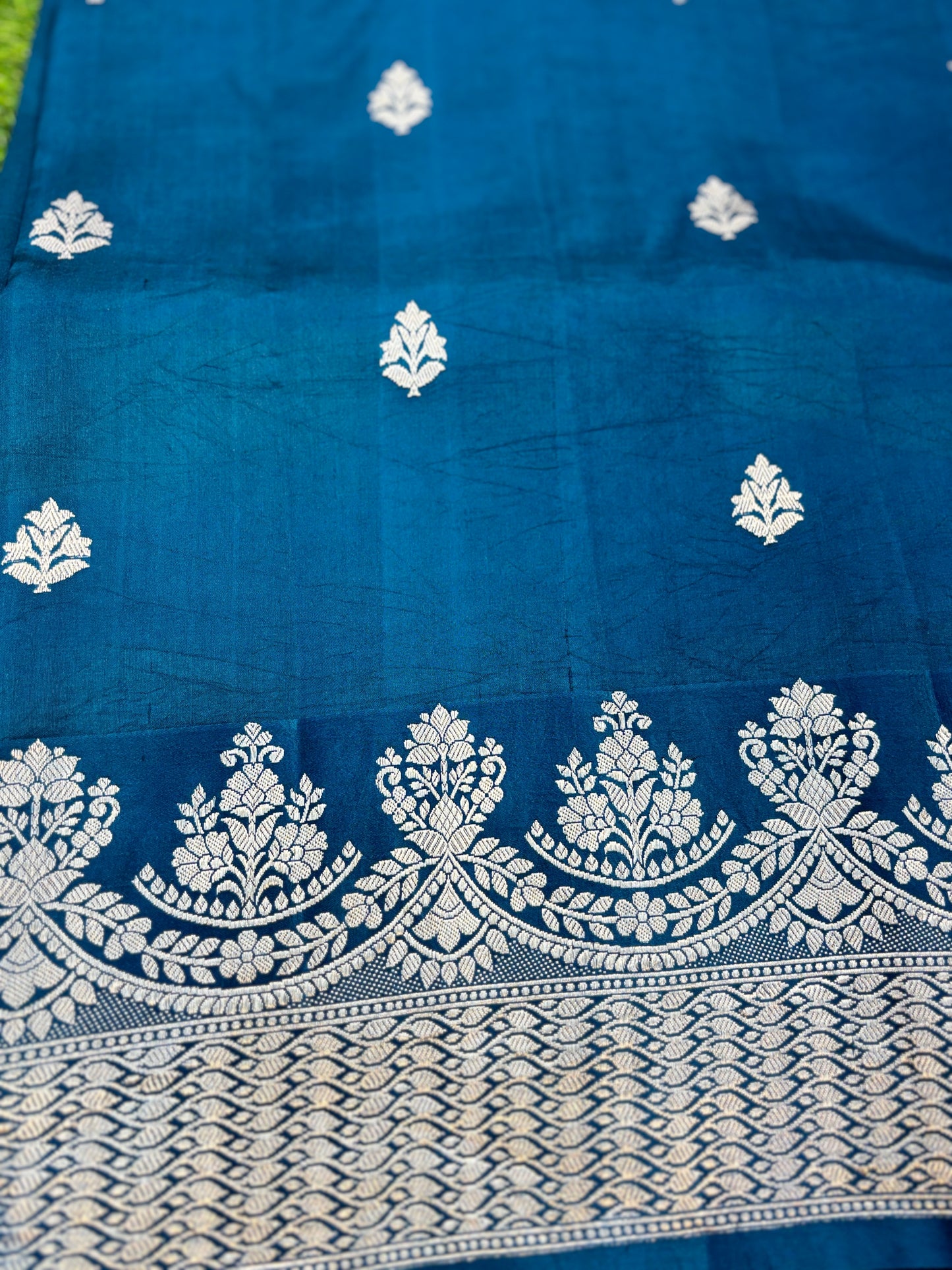 Sky Blue Pure Raw Mango Banarasi Handloom Saree